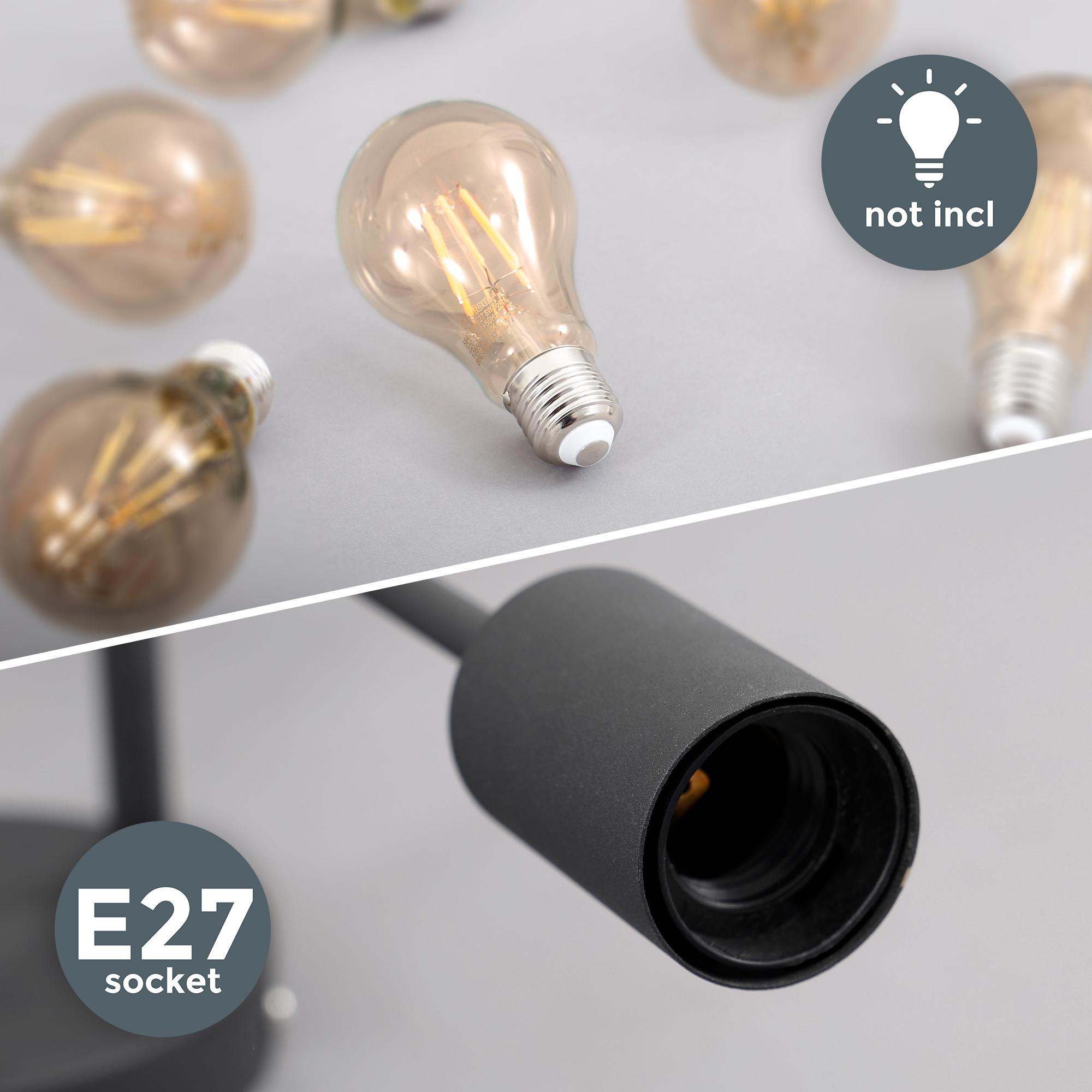 B.K.Licht LED E27 Deckenlampe schwarz | Vintage-Leuchte Retro 6 Deckenleuchte, Industrial flammig-flammig, rustikal LED BAUR