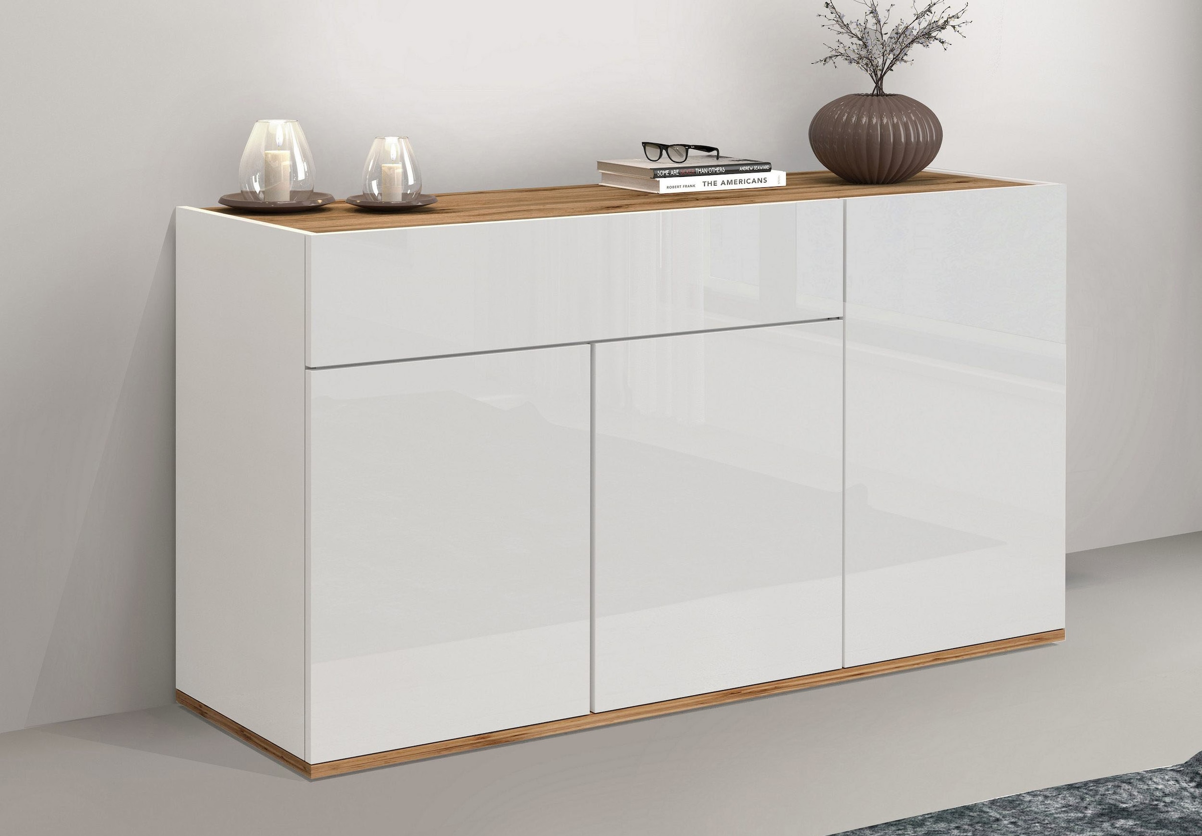 INOSIGN Sideboard »Garda, Kommode, Schrank, Kredenz«, 3 Türen, 1 Schublade, grifflos Breite 120,1 cm