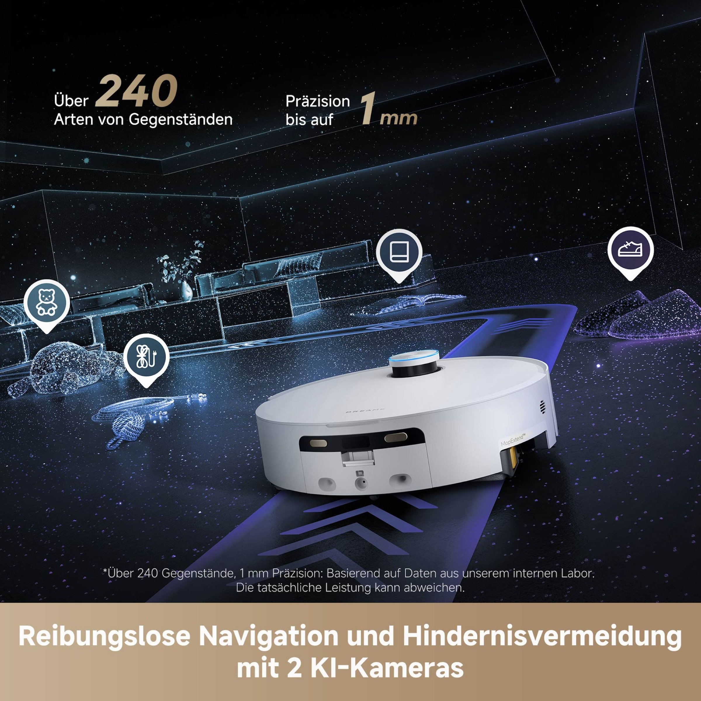 Dreame Nass-Trocken-Saugroboter »Aqua10 Ultra Track Complete White«, Warmwasser-Wischsystem, überwindet Hindernisse, 25.000 Pa Saugkraft