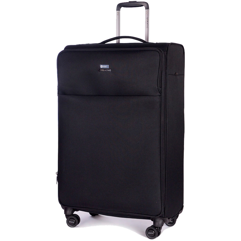 Stratic Weichgepäck-Trolley »Stratic Light + L, black«, 4 Rollen, Reisekoffer großer Koffer Aufgabegepäck TSA-Zahlenschloss