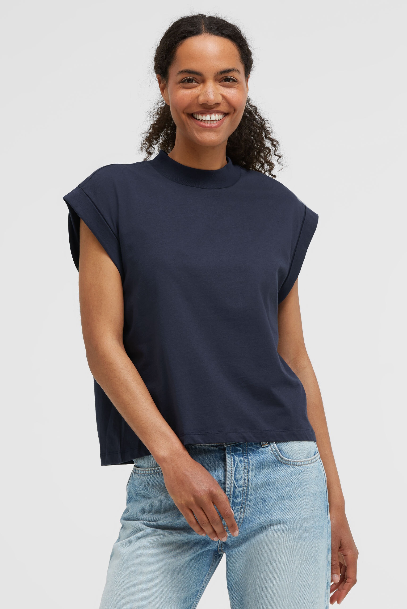 SENSES.THE LABEL Rundhalsshirt mit Turn-Up-Ärmel