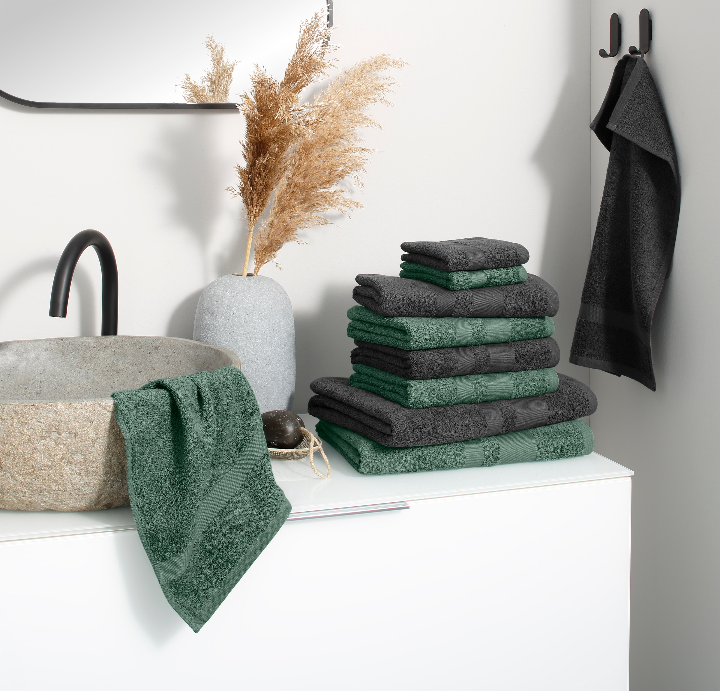 my home Handtuch Set »Vanessa, 10-tlg Handtuch-Set, in Standard- und Premium-Qualität, weich« Set 100% Baumwolle, Duschtücher, Handtücher, Gästetücher, mit Bordüre