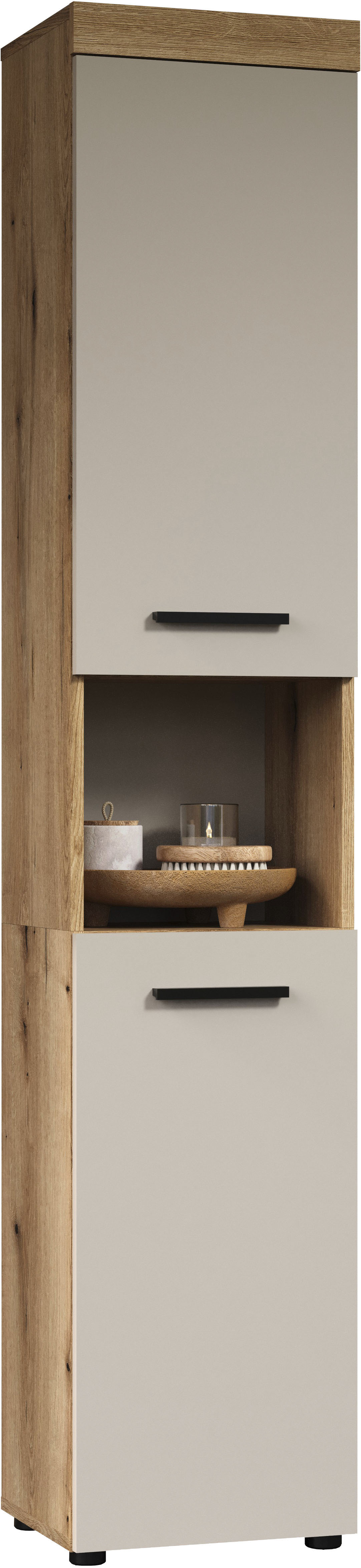 welltime Hochschrank "Isera" 1 Stk. tlg. Badschrank mit 2 Türen und 1 offenem Fach – (B/T/H) 36 /31/184 cm