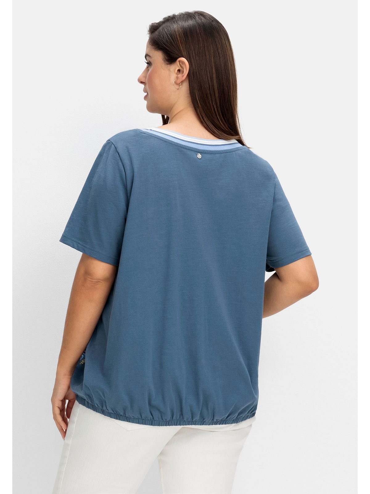 bestellen mit und gestreifter T-Shirt Sheego | »Große Gummizugbund Rippblende BAUR Größen«,