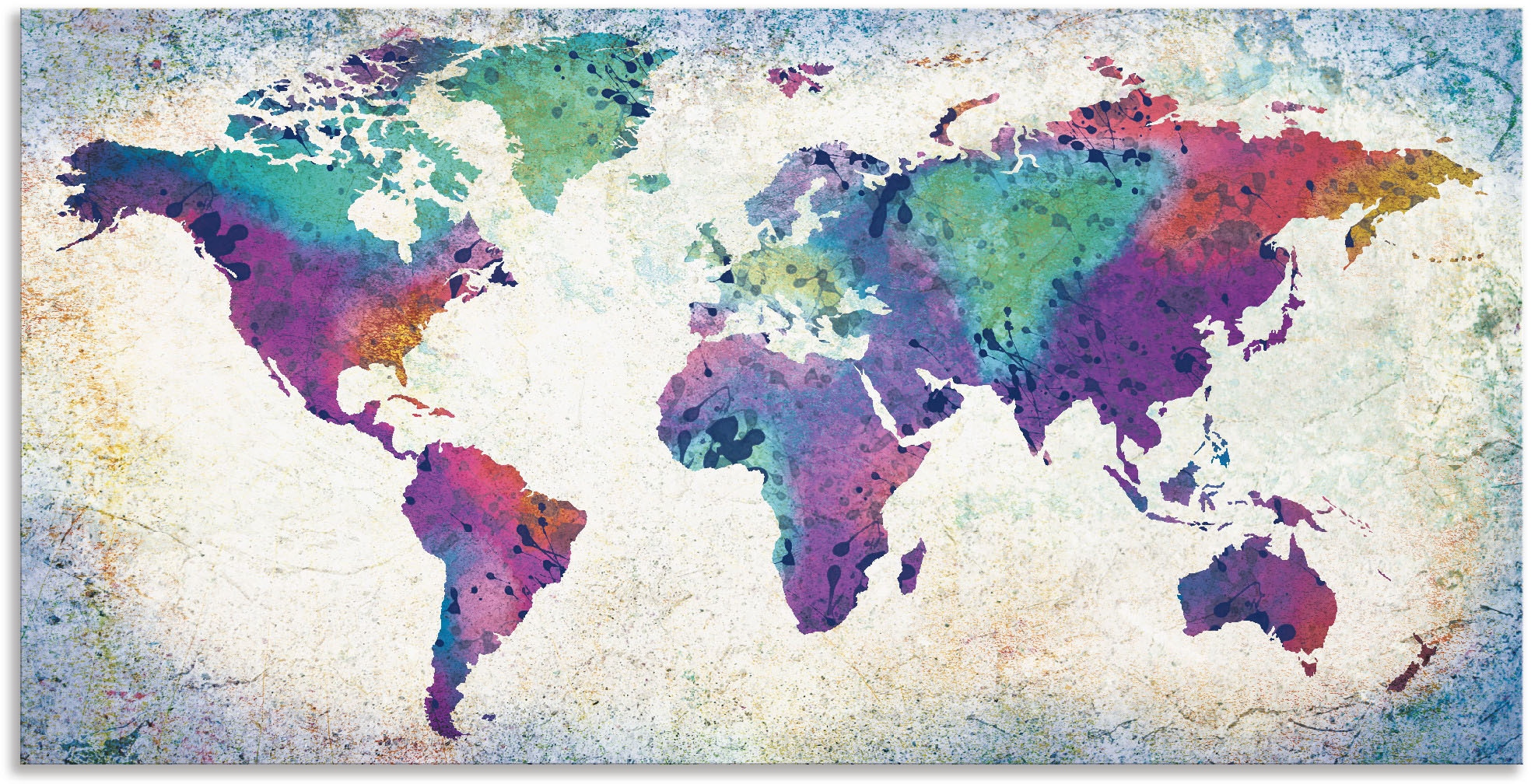 Artland Wandbild »bunte Weltkarte«, Land- & Weltkarten, (1 St.), als Alubild, Outdoorbild, Leinwandbild, Poster, Wandaufkleber