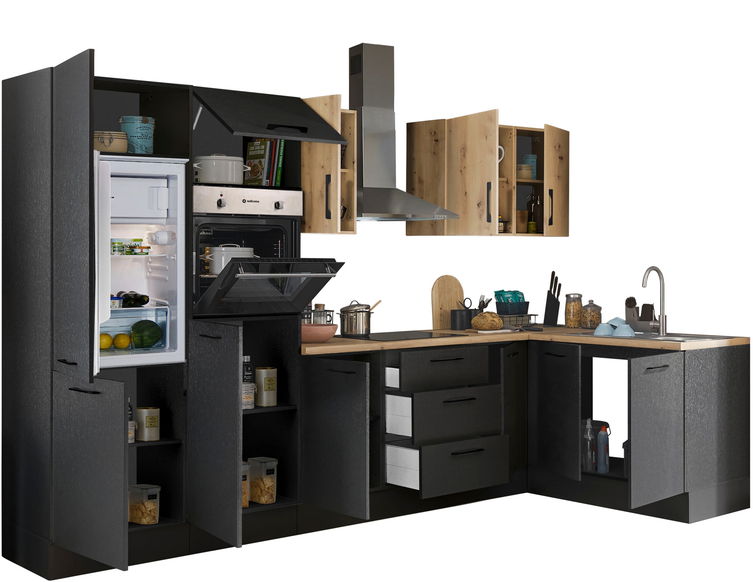 BASIC by Balculina Winkelküche »Turin« Stellbreite 330x175 cm, wahlweise mit E-Geräten