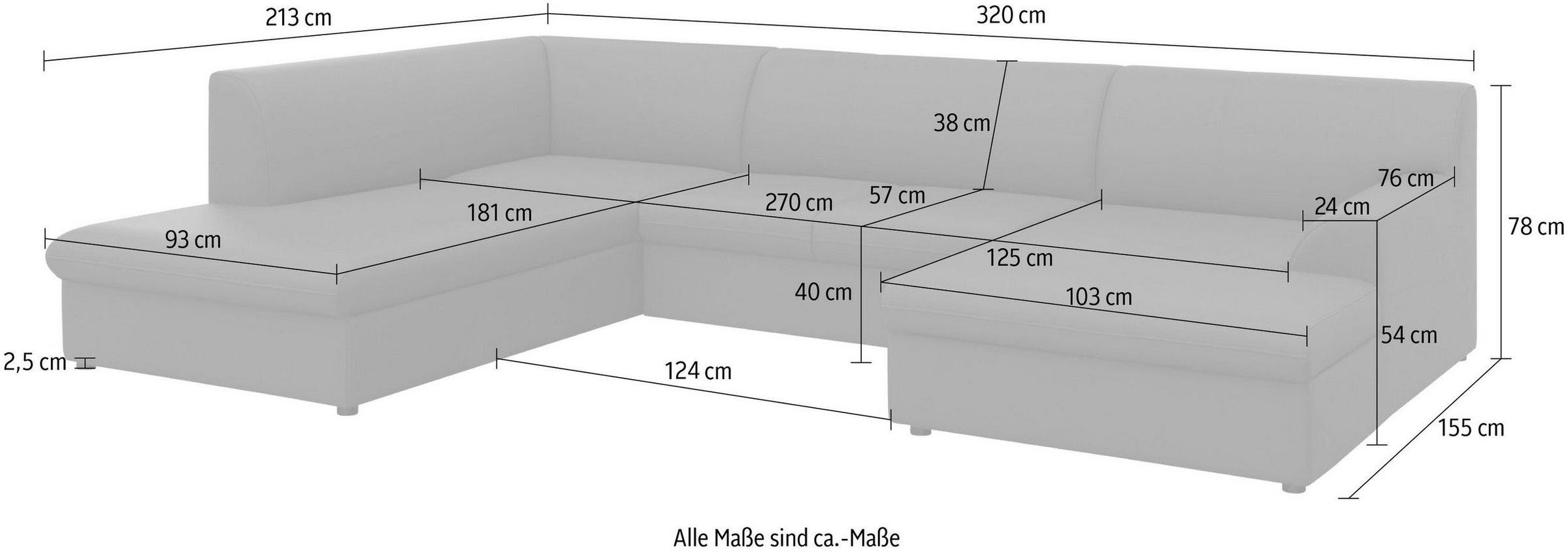 DOMO collection Wohnlandschaft »Topper, elegant und zeitlos, komfortabel, U-Form«, wahlweise mit Bettfunktion