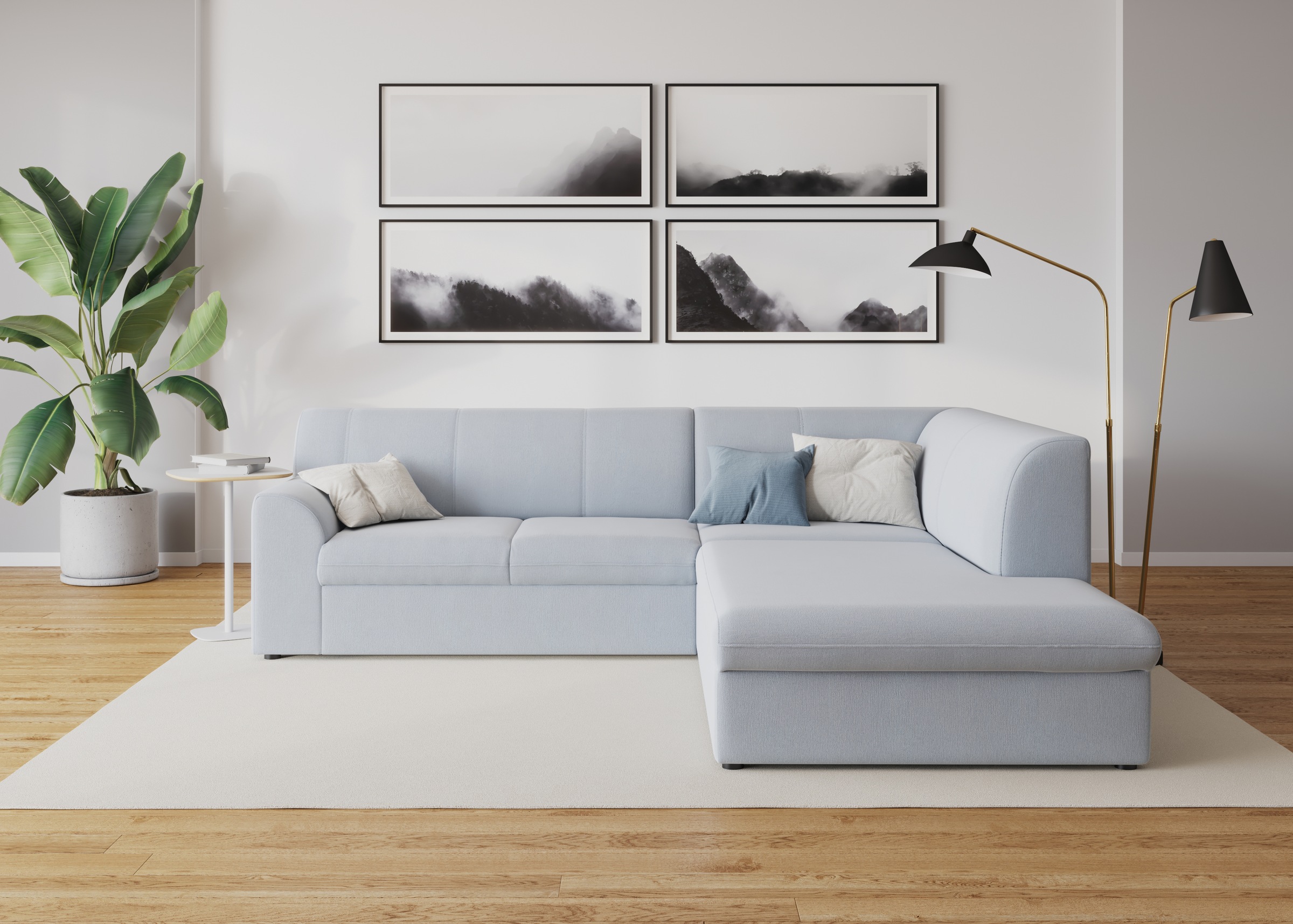 DOMO collection "Topper zeitlos elegant, kompakte StellmaßeL-Form" mit Ottomane, wahlweise mit Schlaffunktion