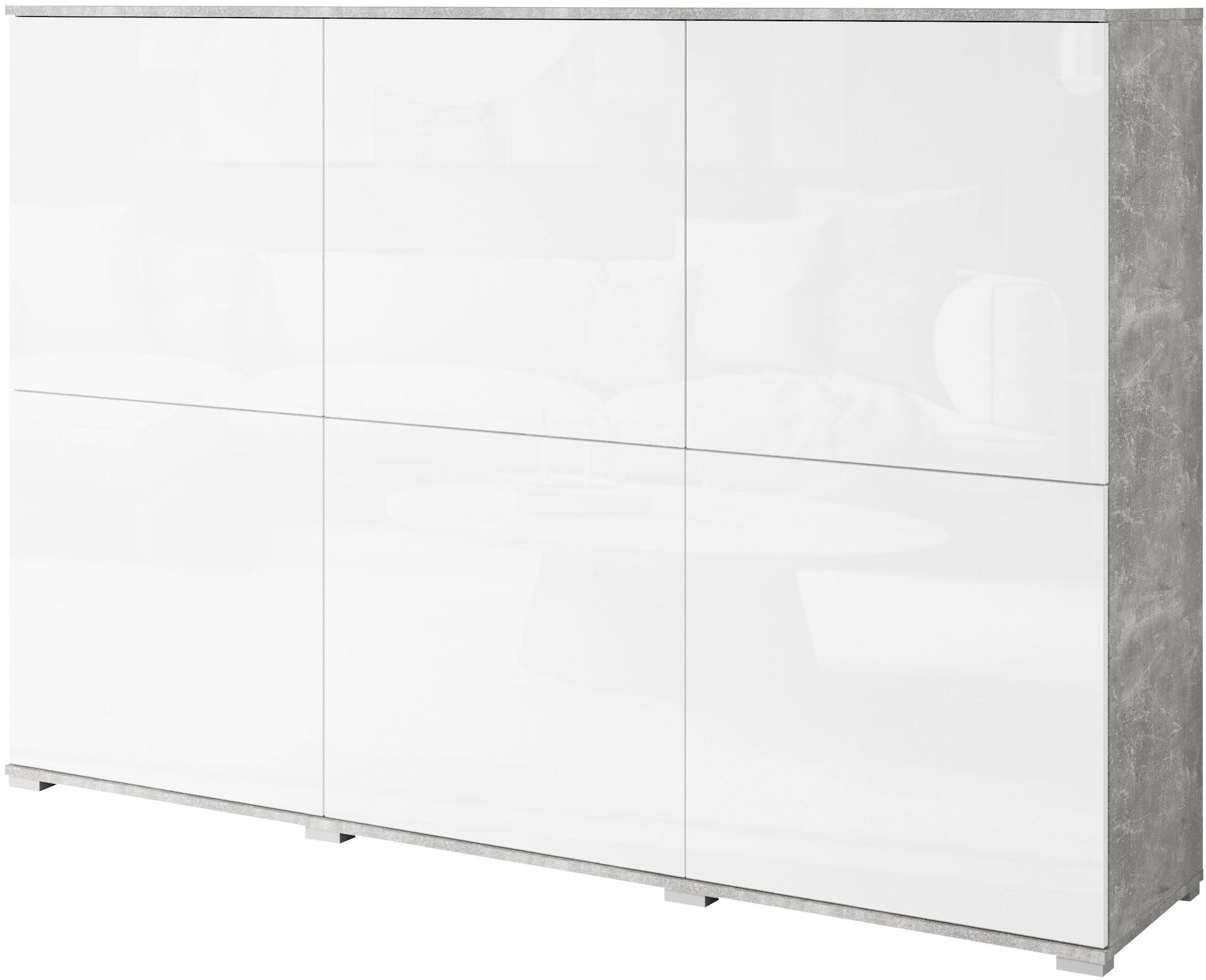 INOSIGN Highboard »Kenia, moderne grifflose Hochkommode mit 6 Türen, Breite 180 cm«, (1 St.), Push-to-Open-Fronten, höhenverstellbaren Einlegeböden