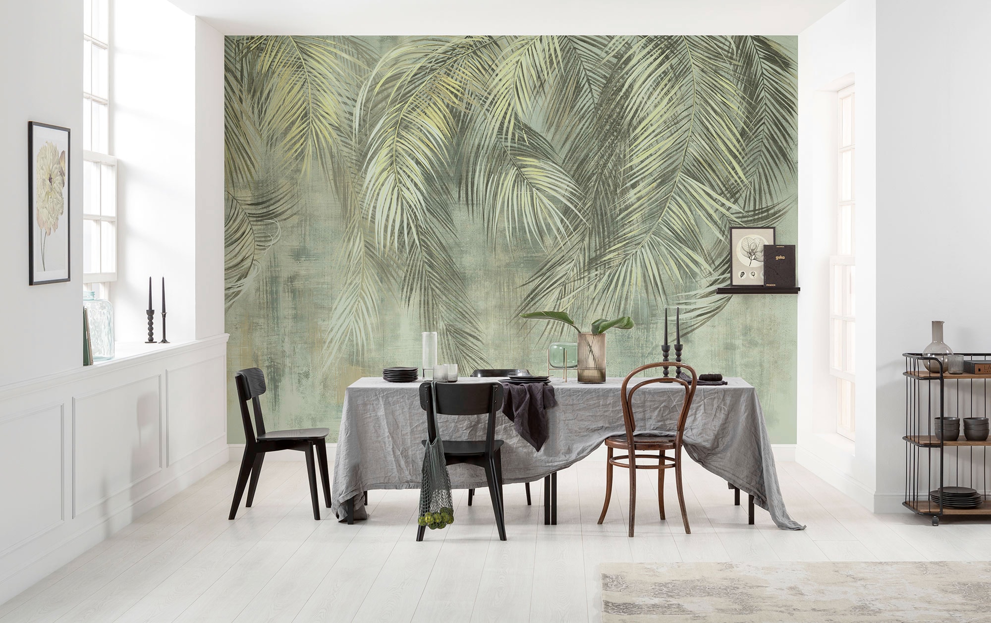 Komar Vliestapete »Digitaldruck Vlies - Palm Fronds - Größe 350 x 250 cm«, bedruckt, Wohnzimmer, Schlafzimmer