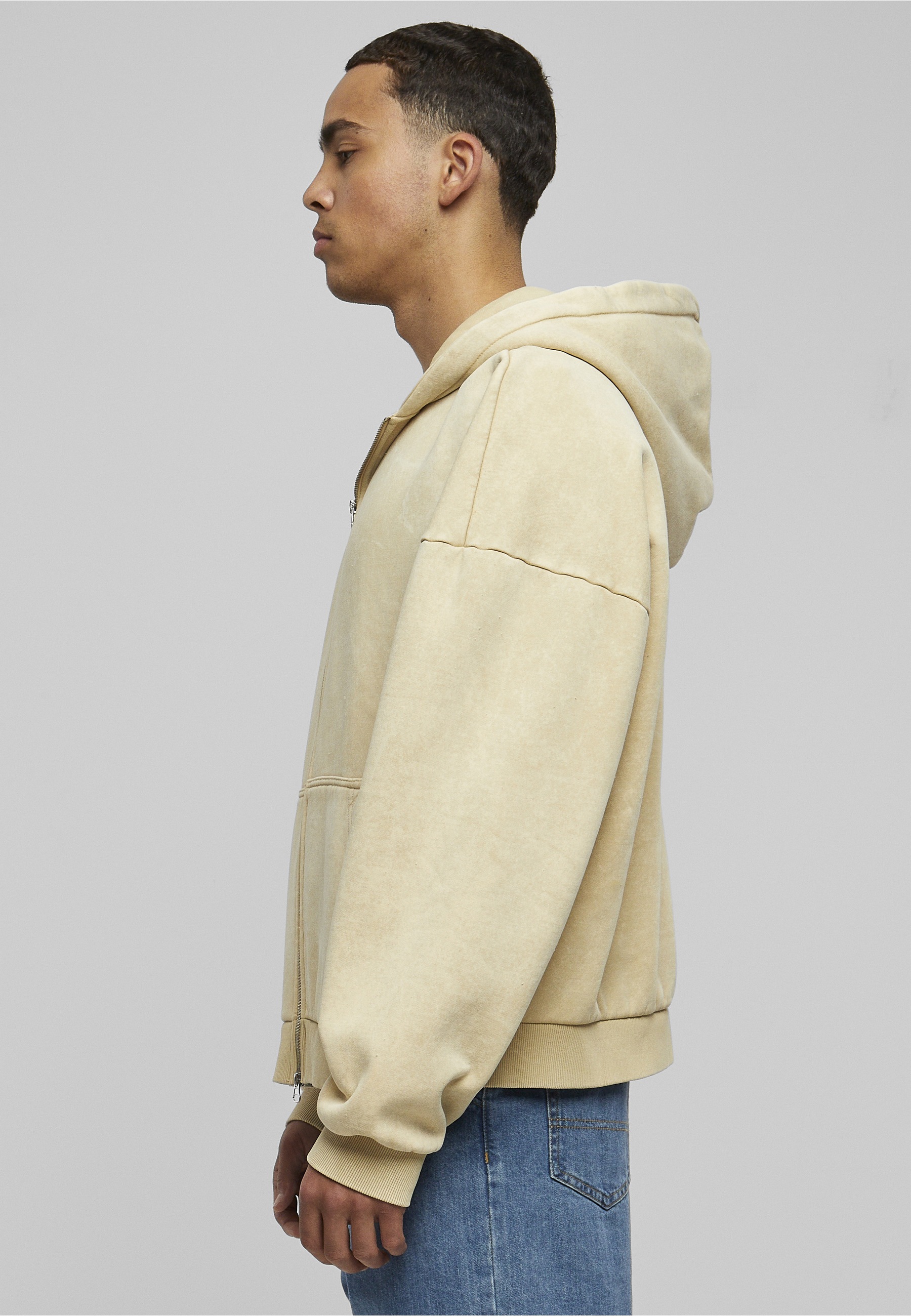 URBAN CLASSICS Kapuzenpullover »Urban Classics Herren Heavy Stone Washed 90's Zip Hoodie« 1 Stk.