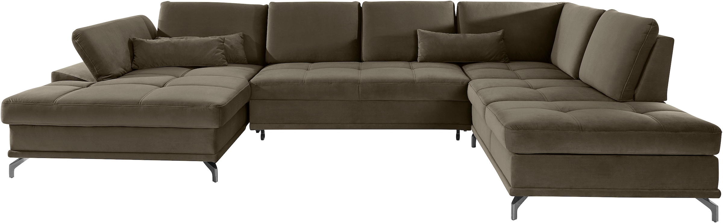 Places of Style Wohnlandschaft »Costello U-Form, mit Sitztiefenverstellung, Armteilverstellung und«, 3 Nierenkissen, optional Bettfunktion und Bettkasten