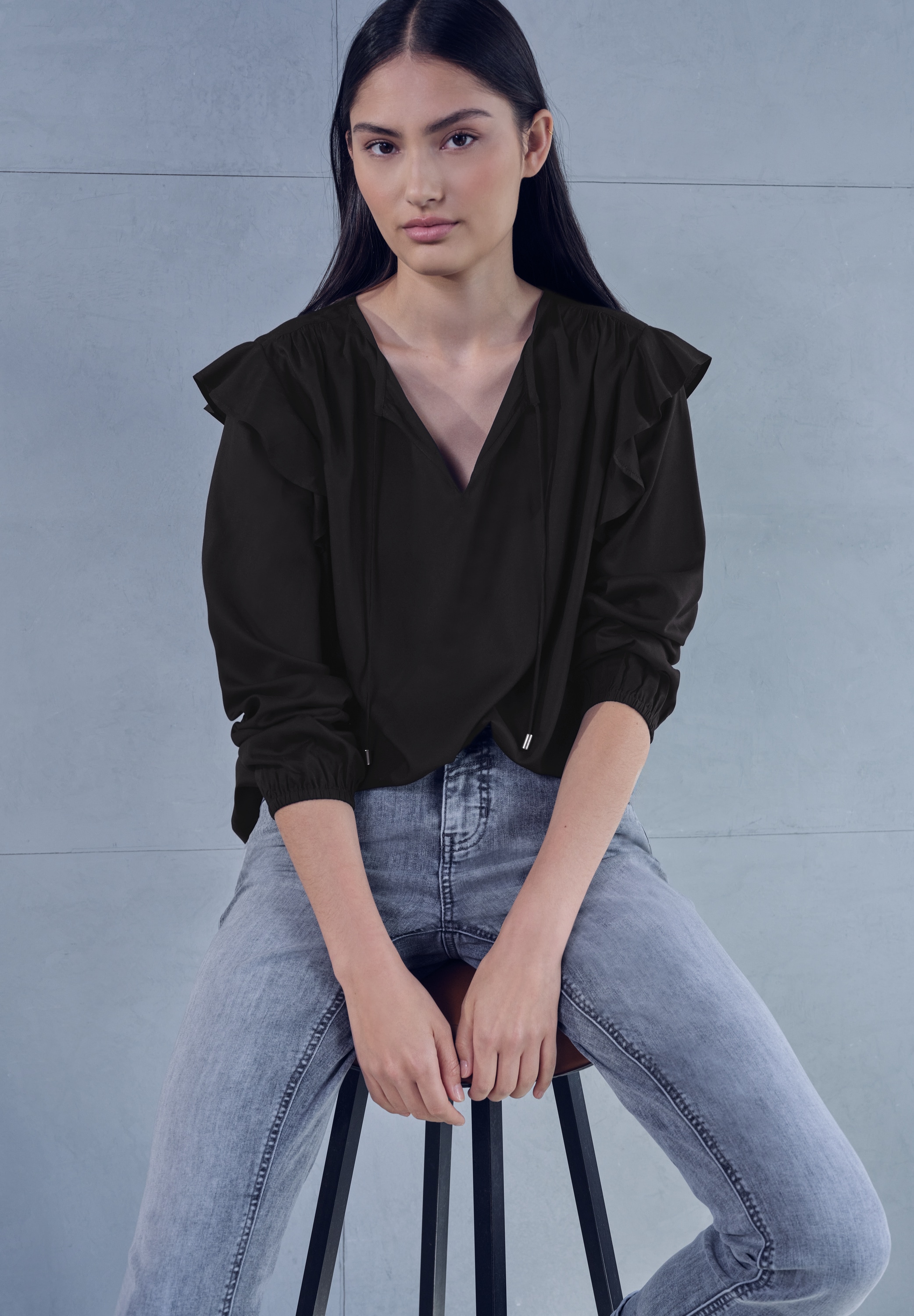 STREET ONE STUDIO Langarmbluse aus softer Viskose
