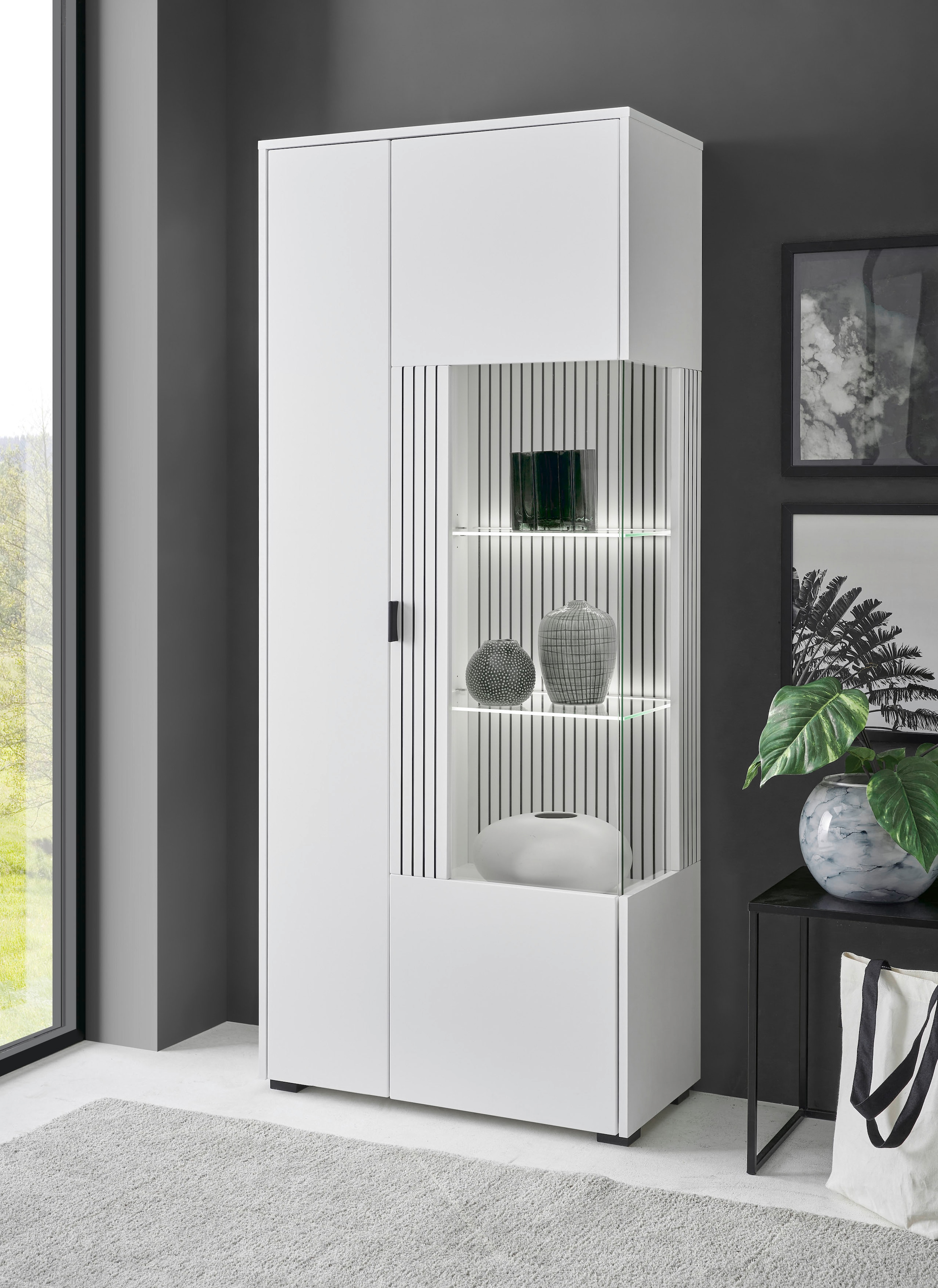 INOSIGN Vitrine "Hudson, Stauraumvitrine", in moderner Trendfarbe, Griffe a günstig online kaufen