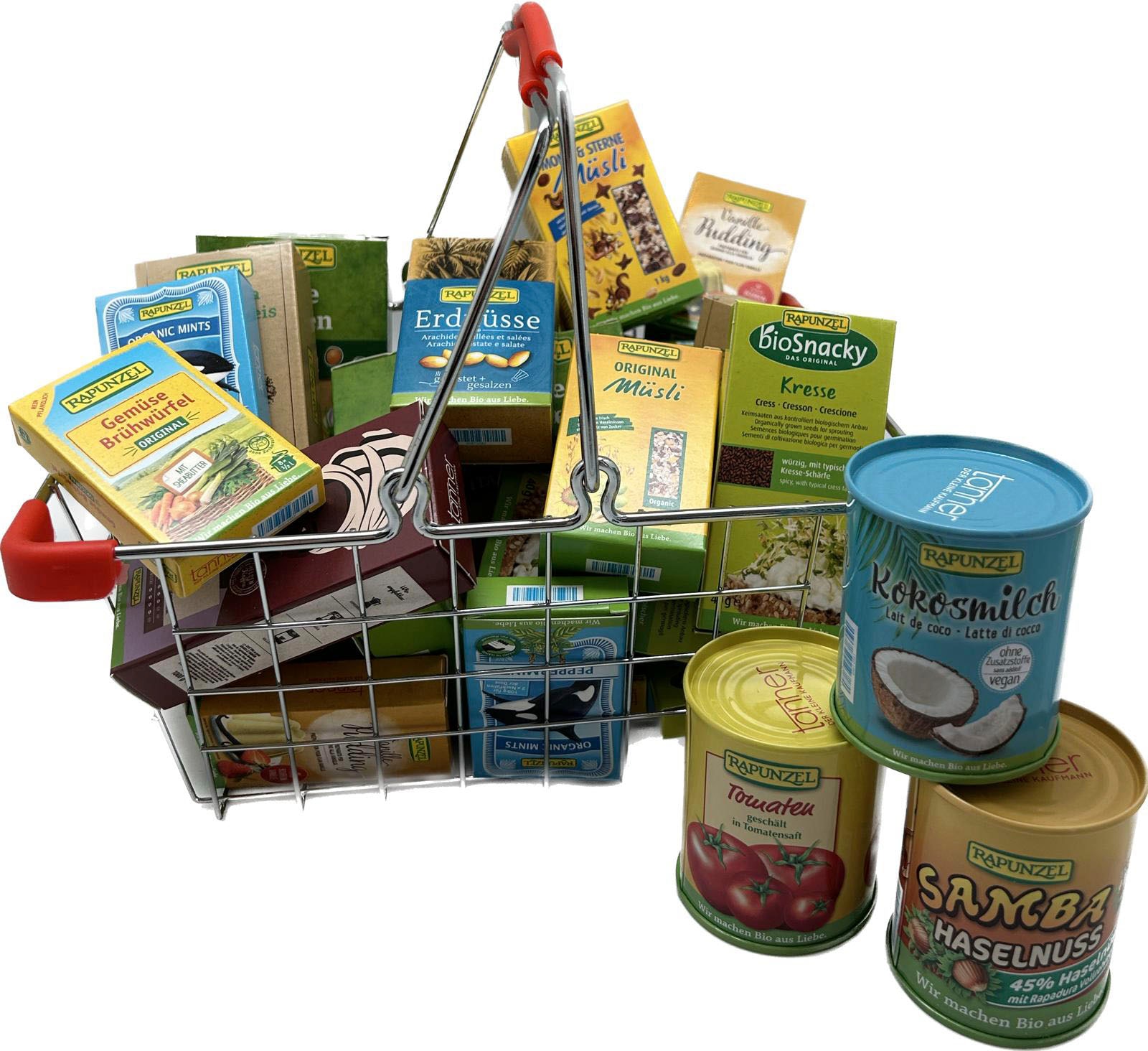 TANNER Kinder Kaufladensortiment "Rapunzel Naturkost Metallkorb", bunt, Metall, Papier, Kaufladensortimente