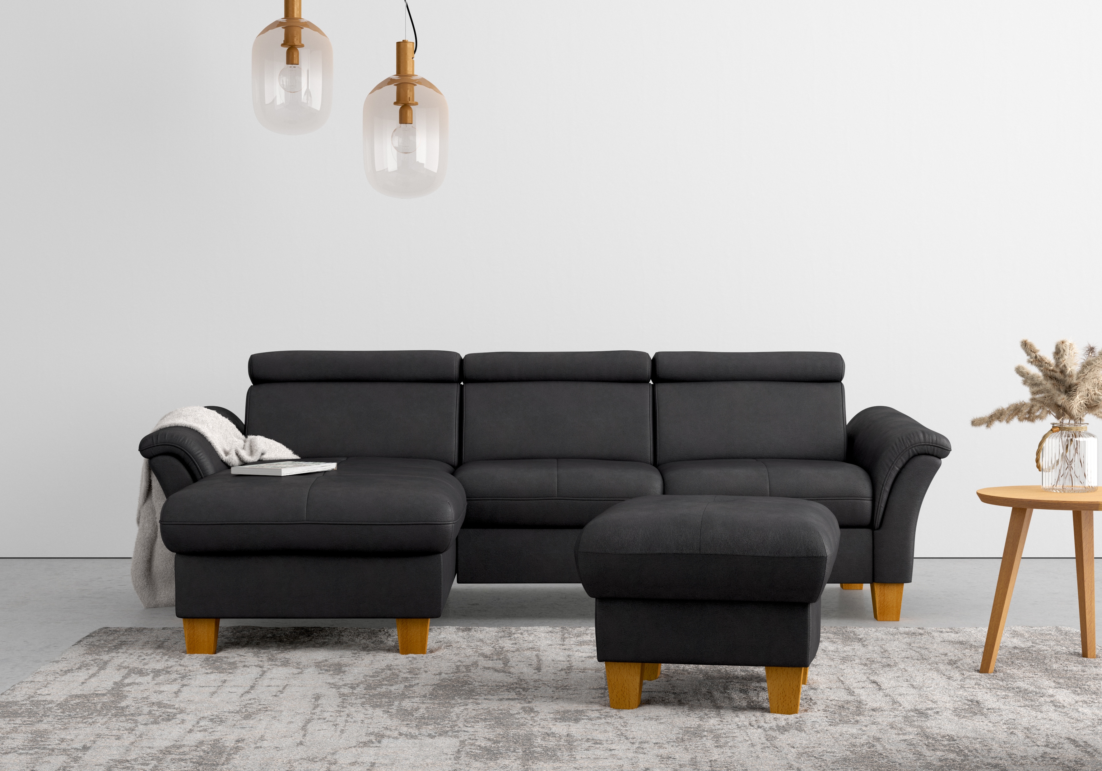 OTTO home Ecksofa "Lindgren L-Form" wahlweise mit Bett mit klappbaren Rollen, Kasten und Kopfverstellung
