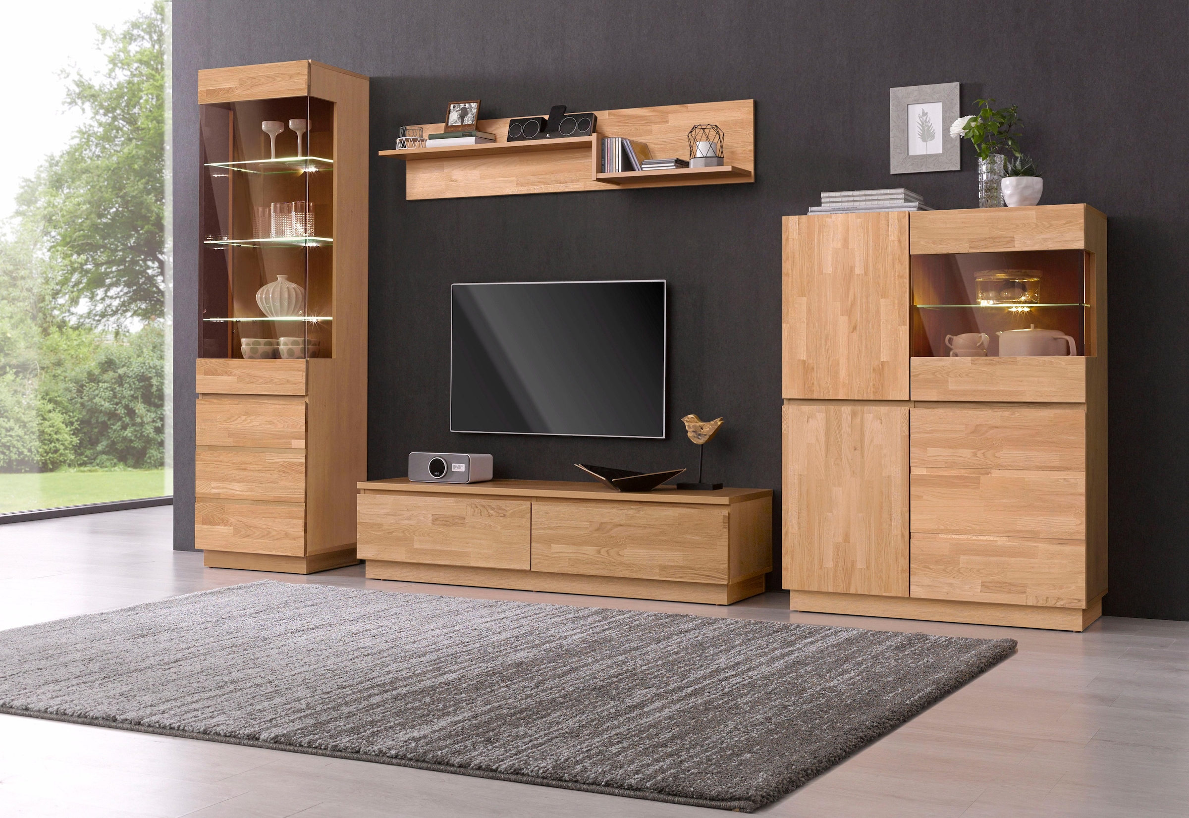 Home affaire Wohnwand, (Set, 4 St.), bestehend aus zwei Vitrinen, Lowboard günstig online kaufen