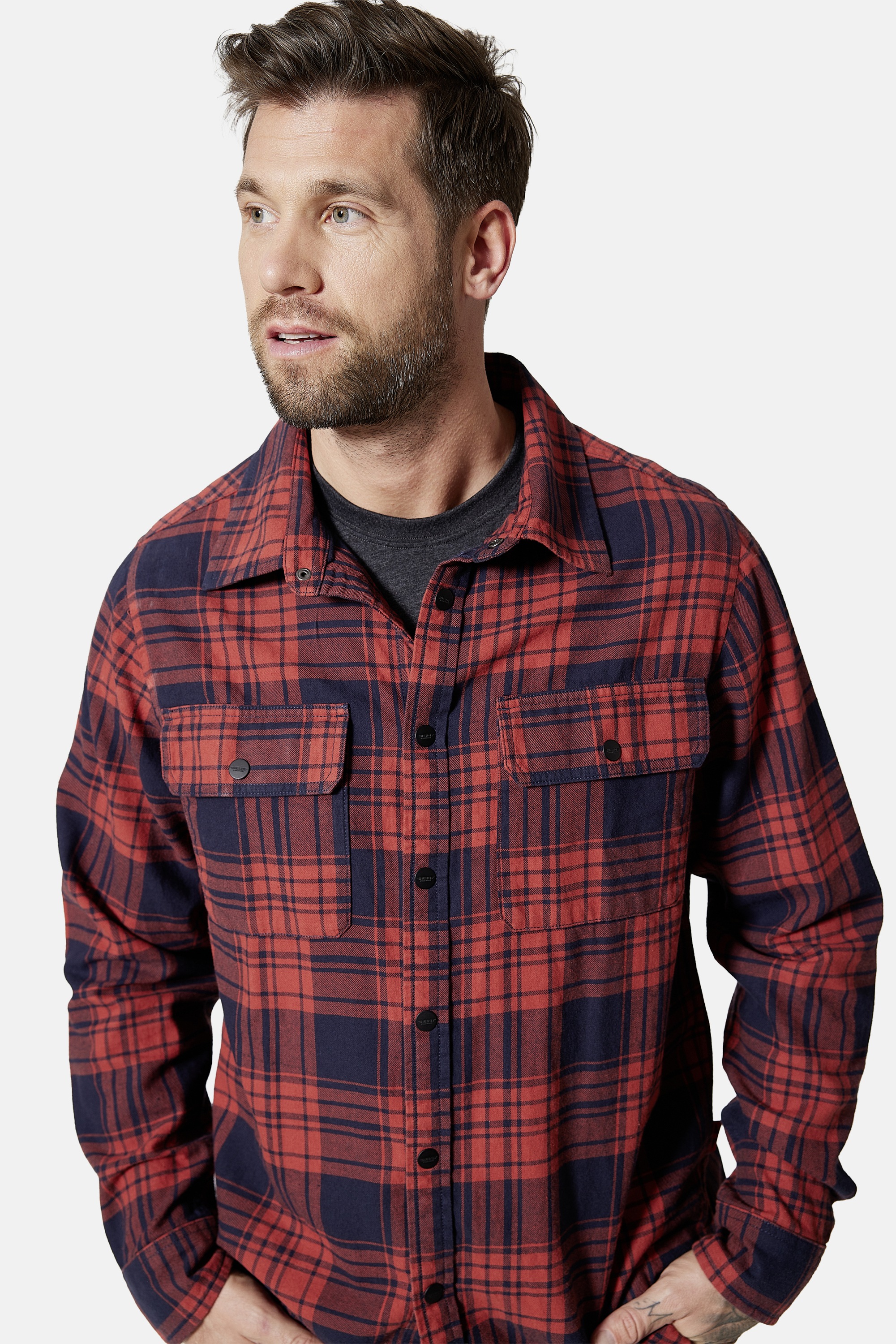 HERO by John Medoox Flanellhemd »HARRY Karohemd Overshirt« Regular Fit Casual Funktionsmaterial für Herren