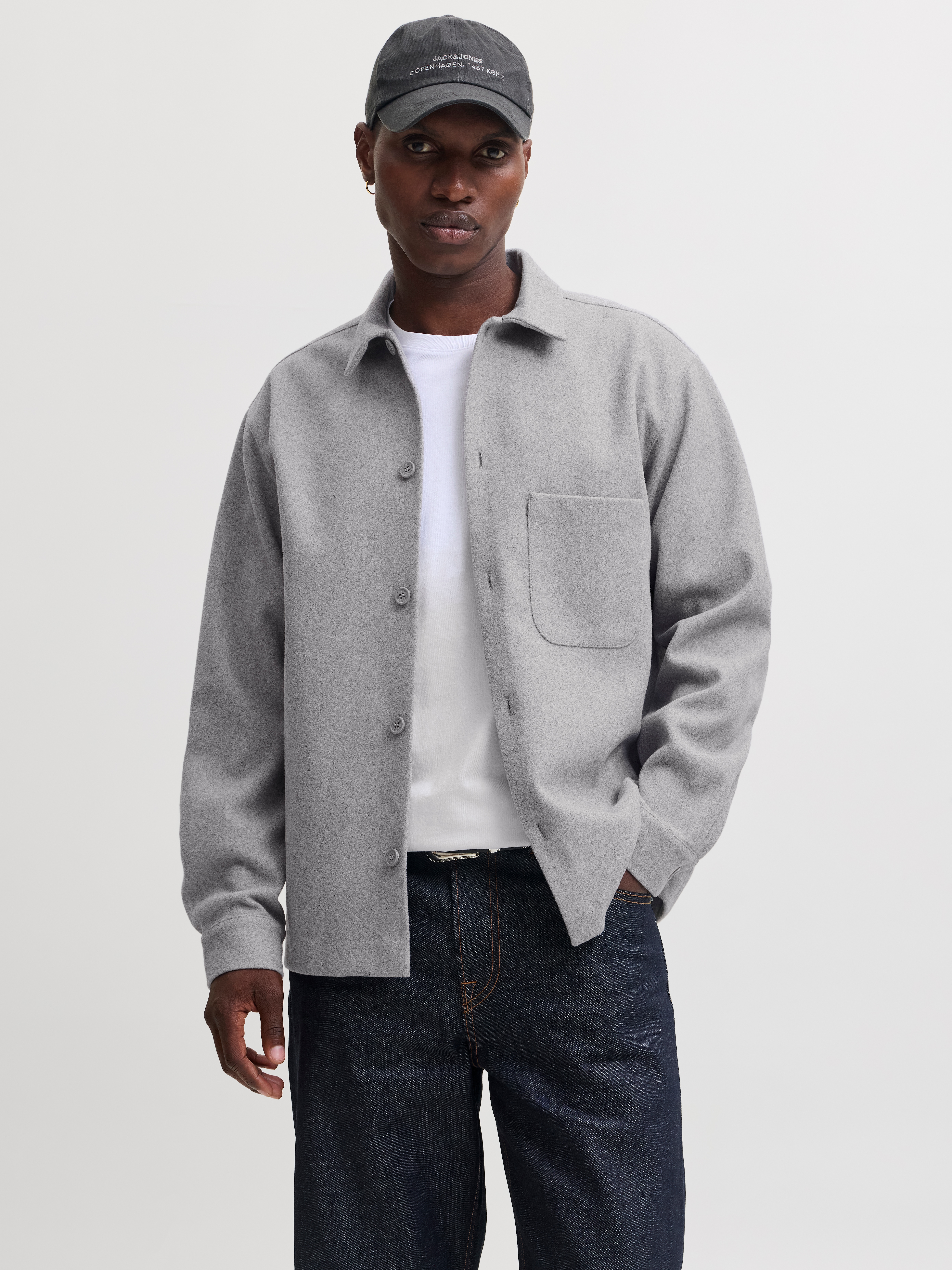 Jack & Jones Langarmhemd "JJEREGENT OVERSHIRT LS SN" Polyester, relaxed fit