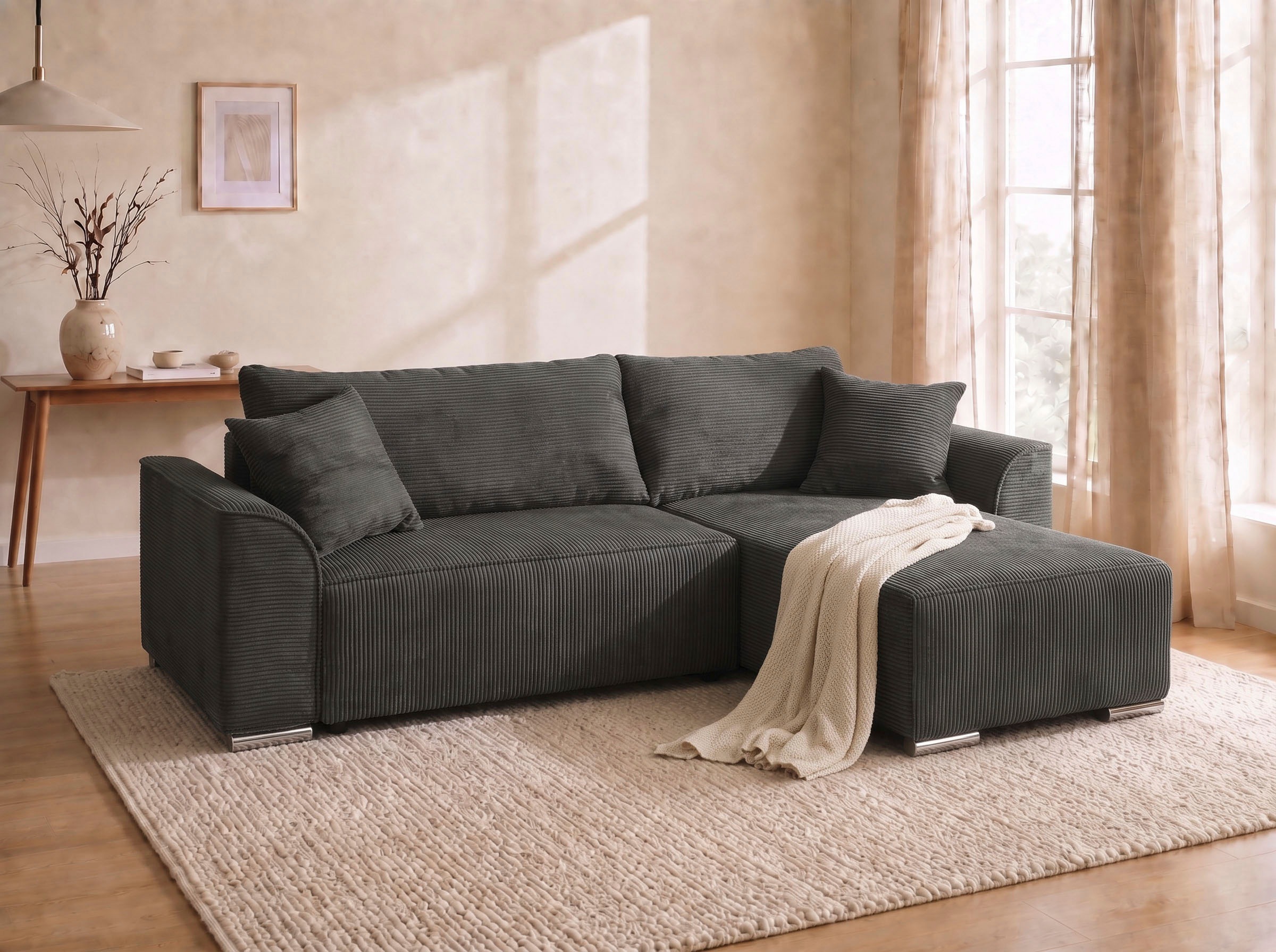 COLLECTION AB Ecksofa »Sara Ecke« Eckfsofa,Bettfunktion,Bettkasten,Bonnelfederkern,wahlweise mit Topper