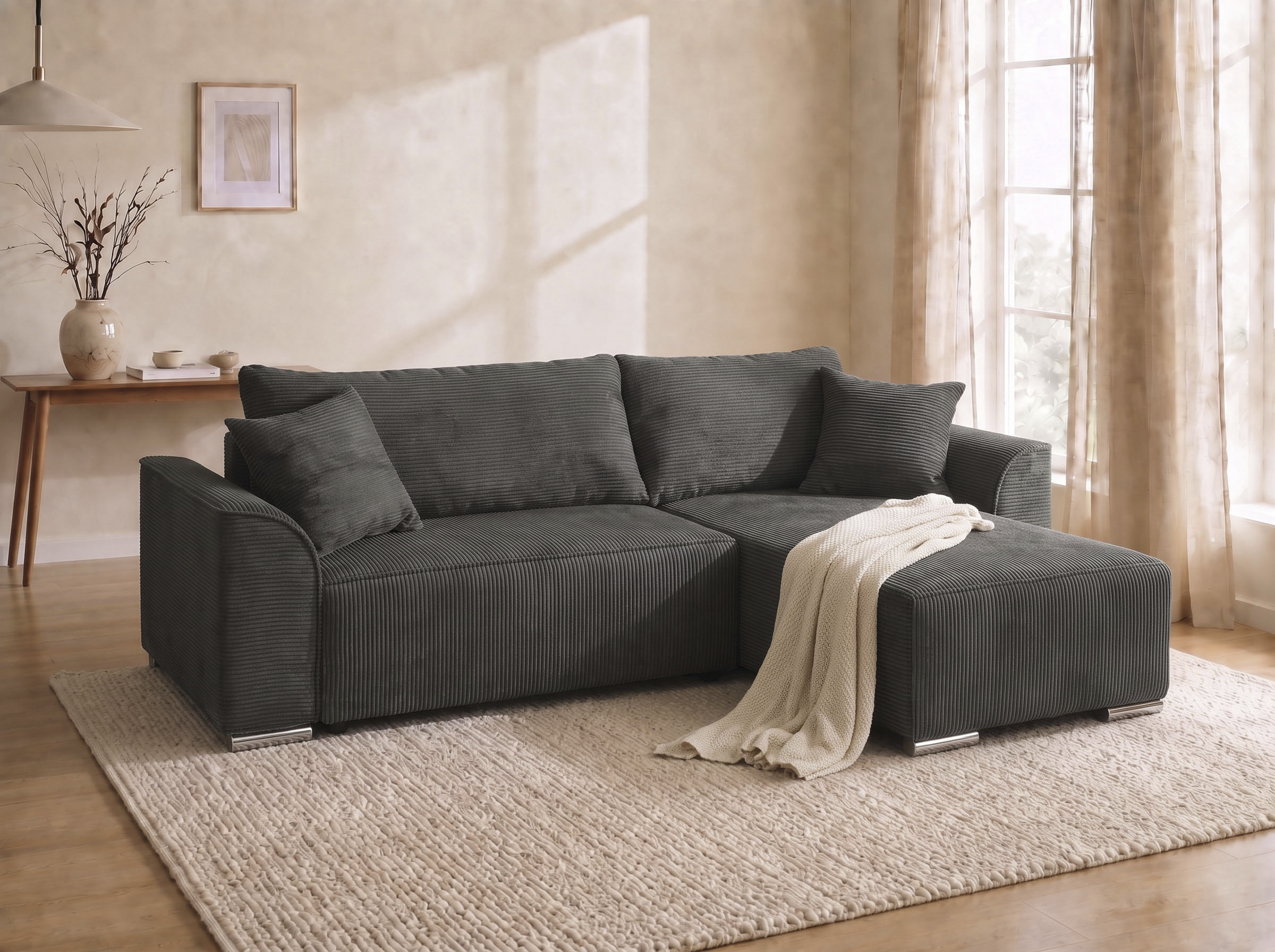 COLLECTION AB Ecksofa "Sara L-Form, B: 236 cm, Schlaffunktion, Bettkasten, optional Topper" Bonnellfederkern, Liegefl. 116x190 cm, Couch als Schlafsofa