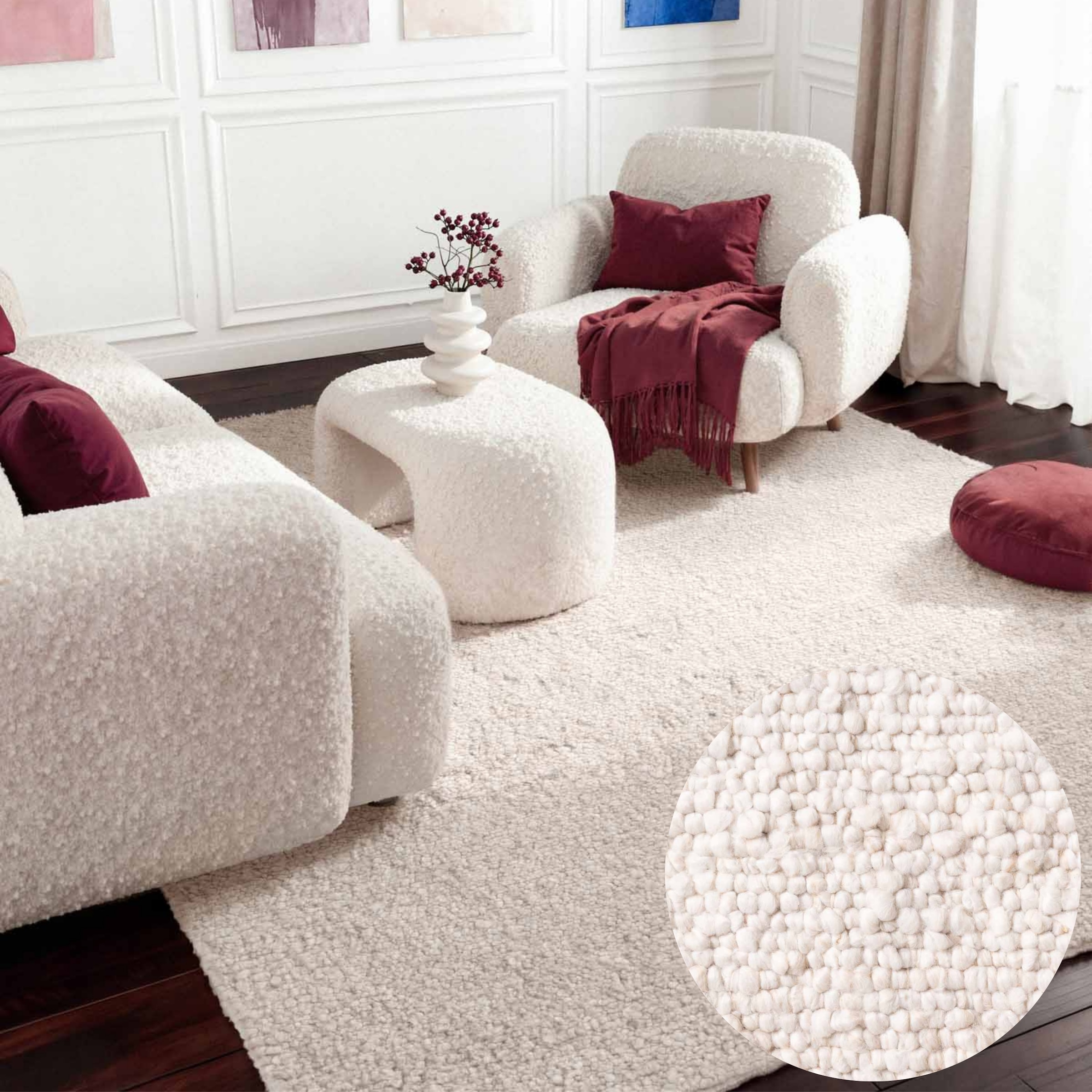 Teppich TED BAKER "Soft Bouclé Portobello, auch als Läufer", creme, B:160cm H:10mm L:230cm, Polyester, Teppiche, Teppich, Woll-Optik, Bouclé Meliert, Wohnzimmer, Esszimmer, Schlafzimmer, Flur