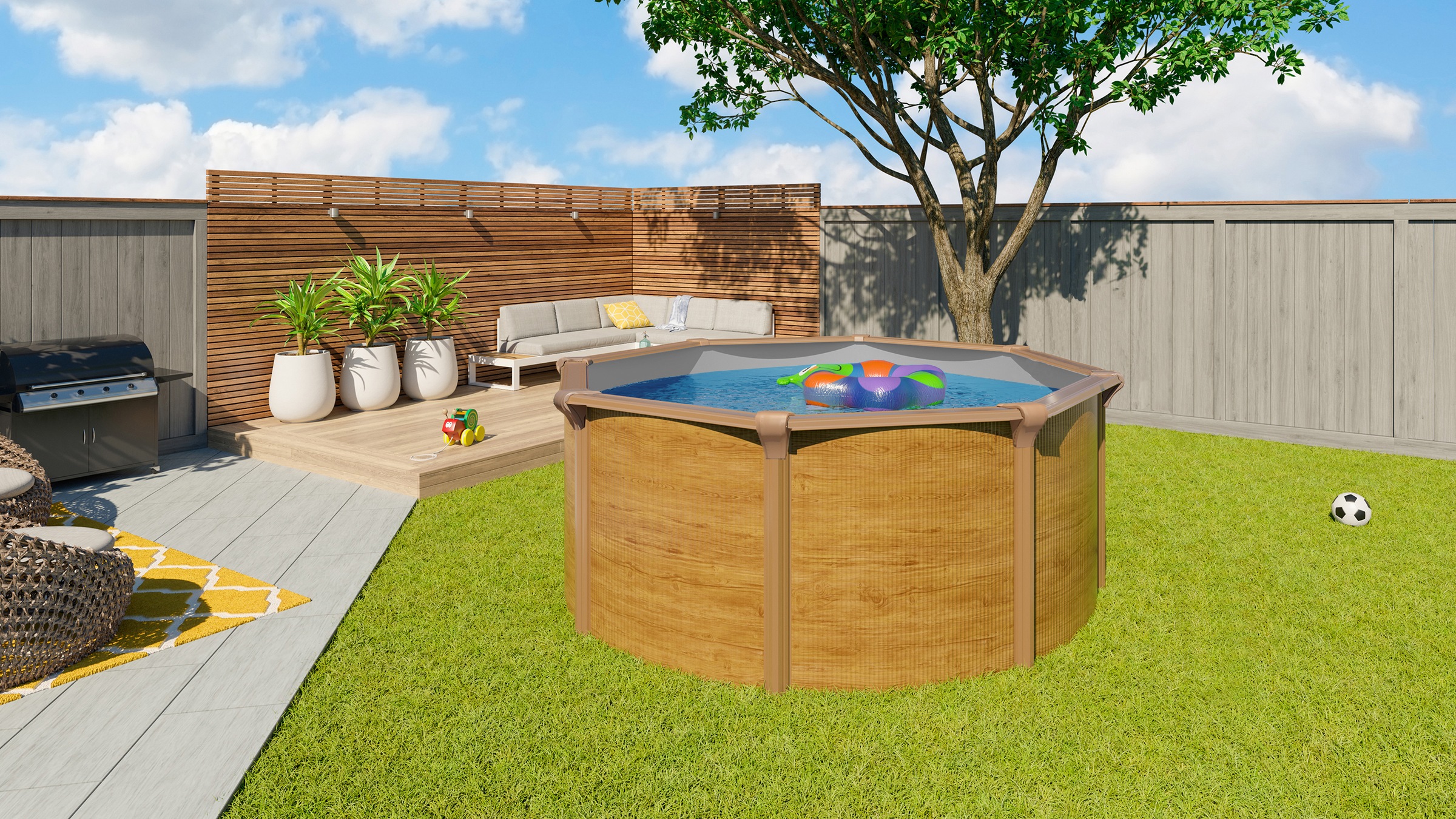 KWAD Rundpool »Green line Evolution«, (Komplett-Set, 10 tlg.), 3,6x1,32 wood Folie in blau, sand oder grau erhältlich