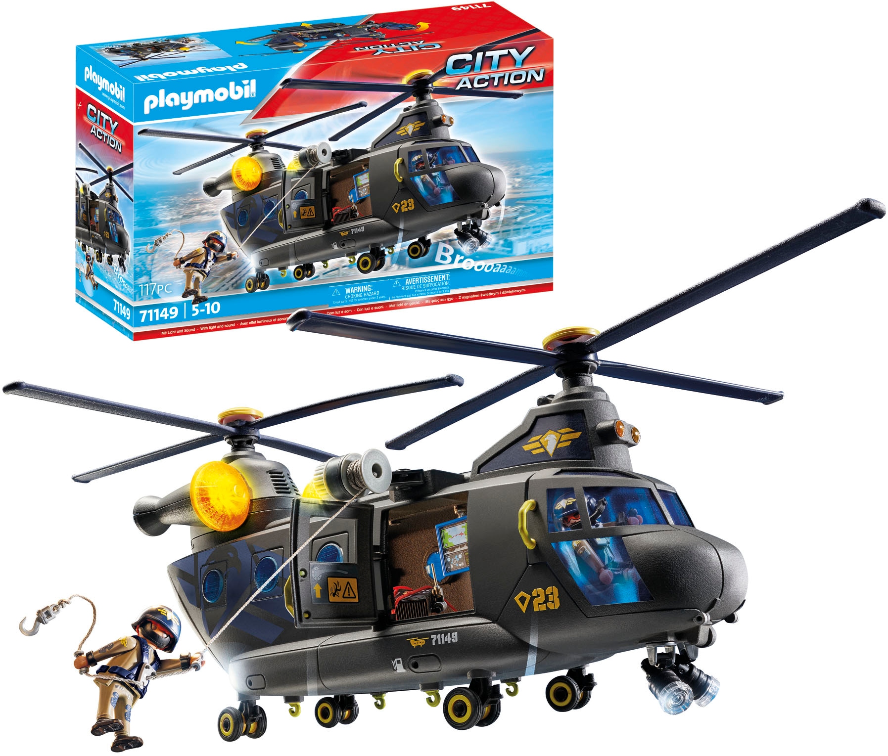 Playmobil® Konstruktions-Spielset »SWAT-Rettungshelikopter (71149), City Action«, (117 St.), Made in Europe; mit Licht und Sound