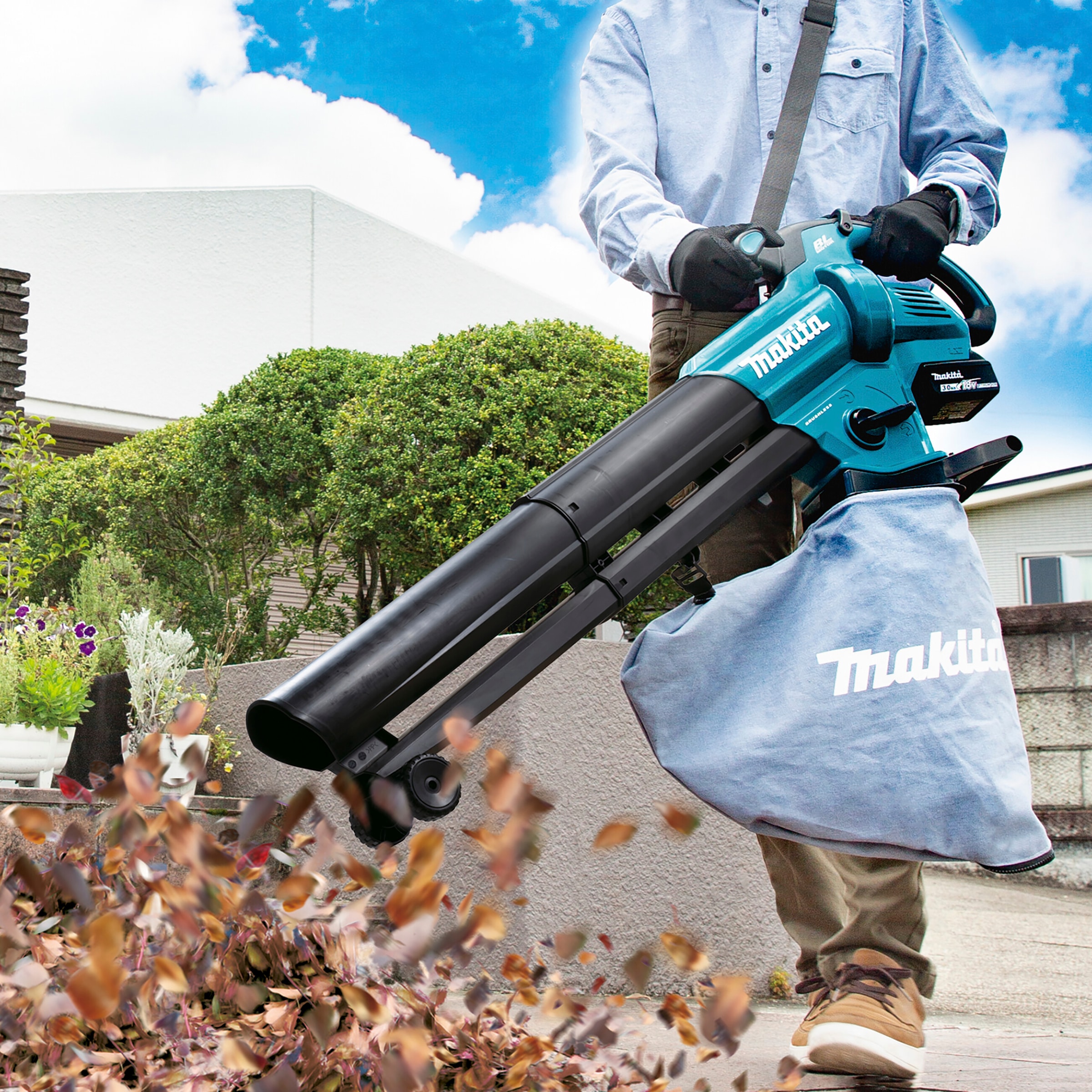 Makita Akku-Laubbläser »2 in 1 Akku-Laubsauger inkl. Häckselfunktion »DUB187Z«« ohne Akku und Ladegerät, 18V, 64 m/s, 366 m3 /h