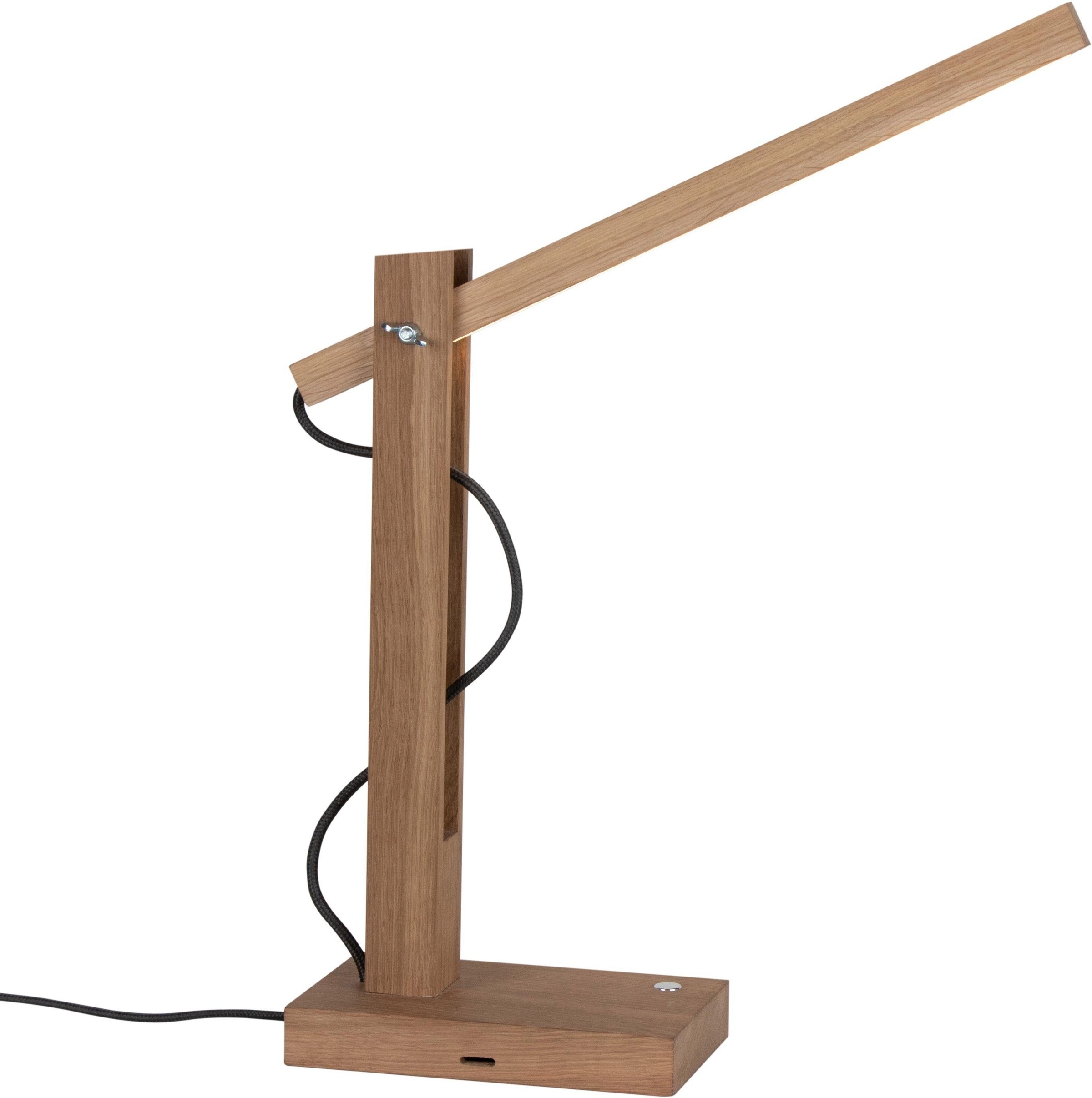 SPOT Light Tischleuchte TUKAN, LED-Modul, Neutralweiß, mit integriertem 24V-LED-Modul, mit Touch Dimmer, aus edlem Eichenholz, Flexibel, Naturprodukt FSC-zertifiziert, Made in Europe