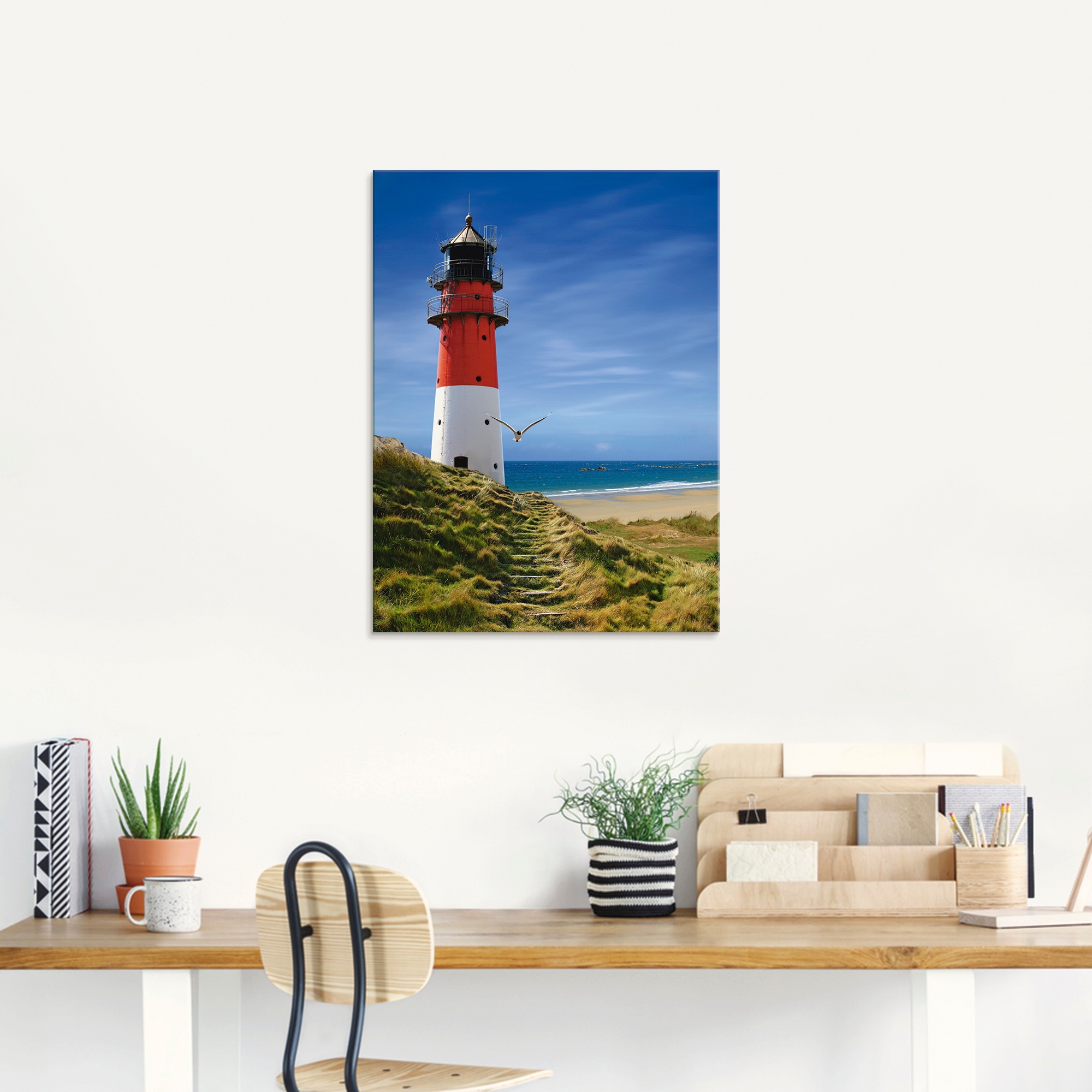 Artland Glasbild "Leuchtturm am Deich" Gebäude 1 Stk. tlg. in verschiedenen günstig online kaufen