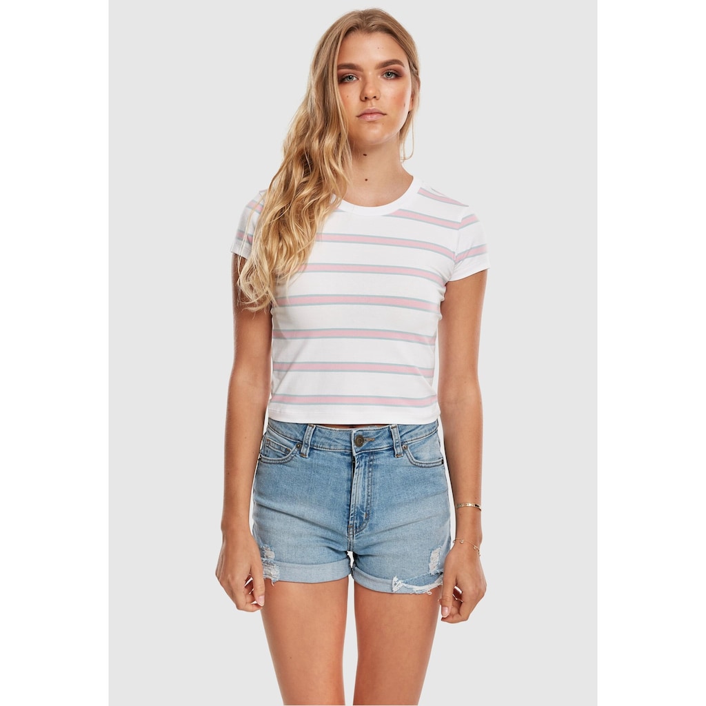 URBAN CLASSICS Strandshirt »Damen Ladies Stripe Cropped Tee«, (1 tlg.)