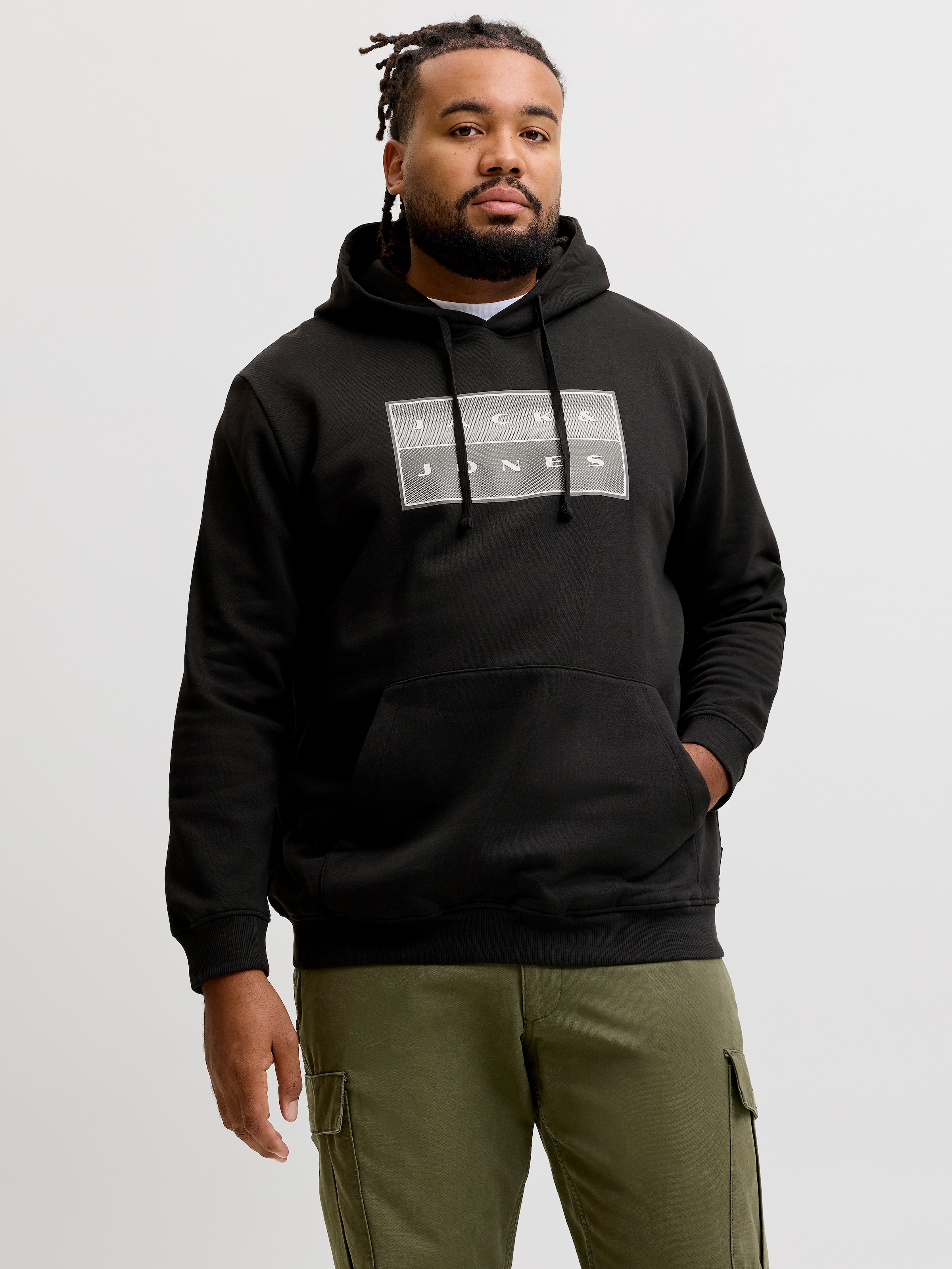 Jack & Jones PlusSize Kapuzensweatshirt "JCOFUSION BOX SWEAT HOOD PLS", Baumwollmischung, regular fit