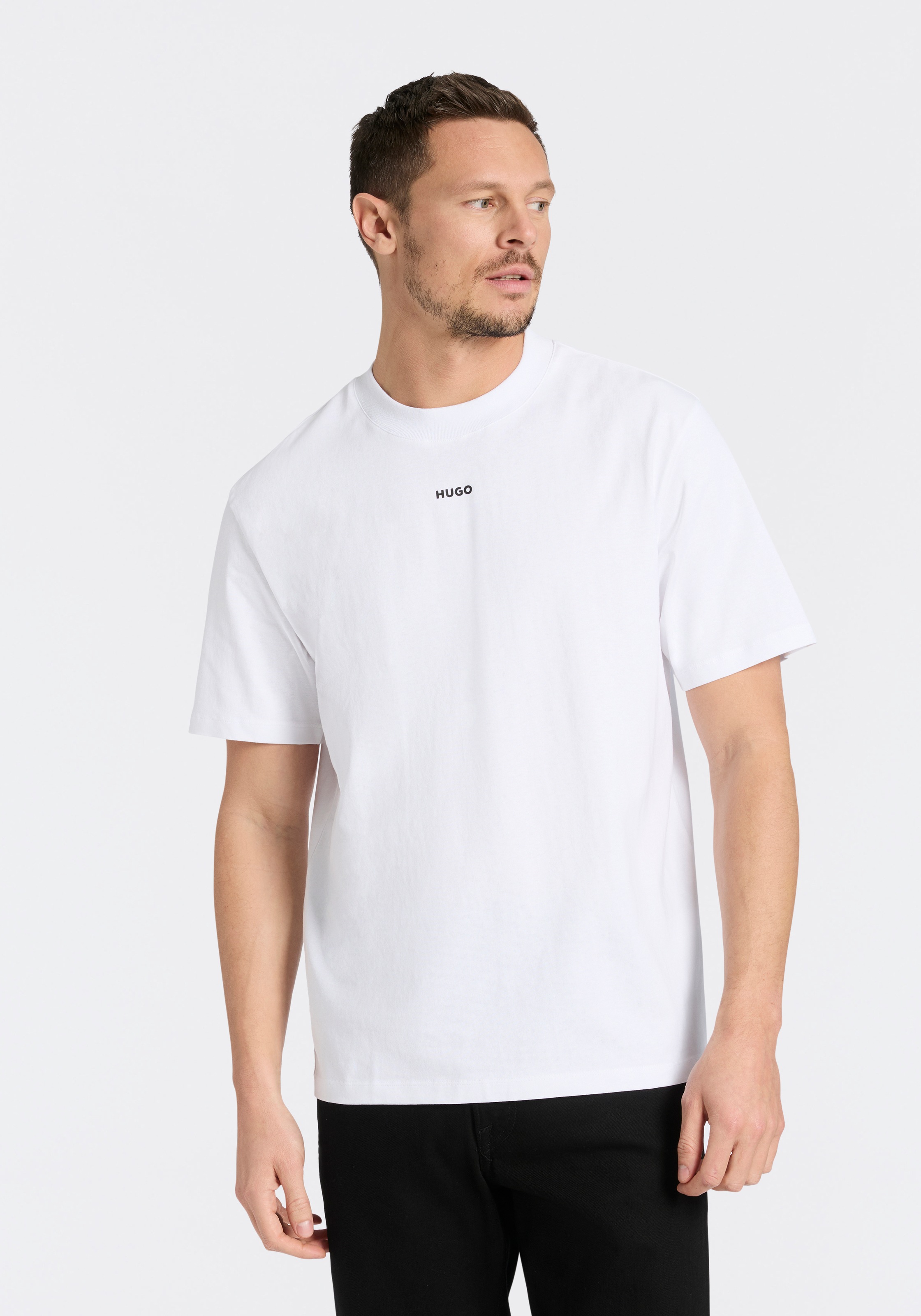 HUGO T-Shirt Rundhalsausschnitt, Relaxed Fit, Logo-Print günstig online kaufen