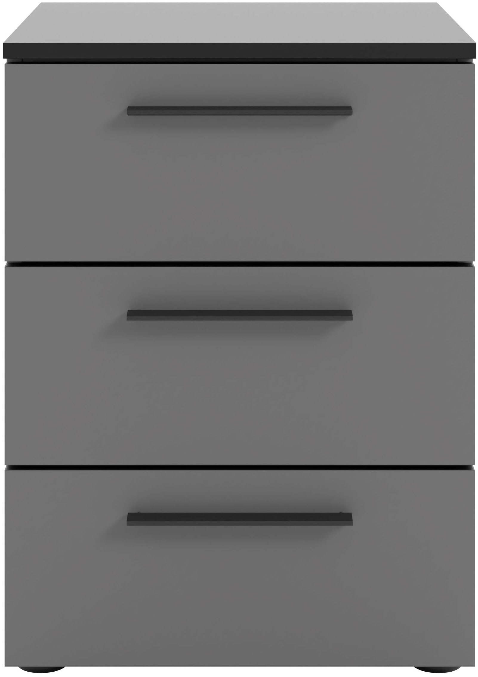 Manjana Möbel Nachtkommode "Nachtkommode mit Schwarz matten Metallgriffen" günstig online kaufen