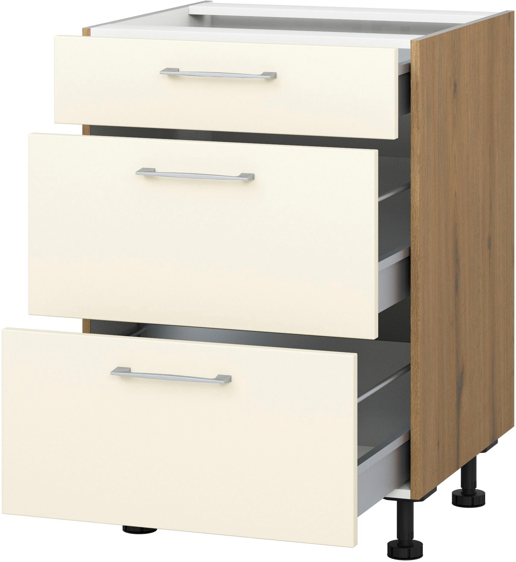 KOCHSTATION Auszugsunterschrank "KS-Trea U2AS50", mit drei Auszügen, Breite 50 cm, Höhe 75 cm