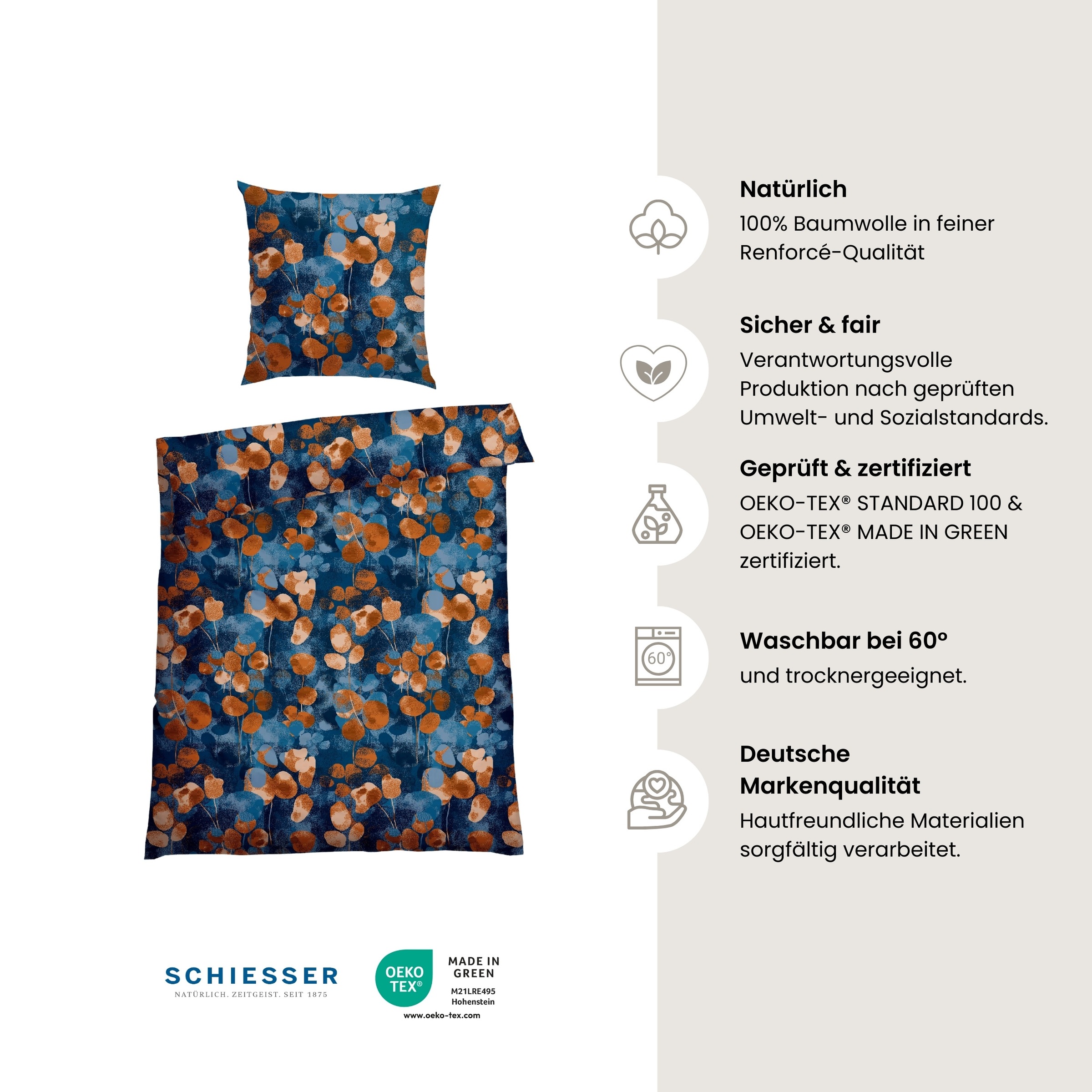 Schiesser Bettwäsche »Maxima aus weicher Baumwolle mit floralem Muster«, Made in Green