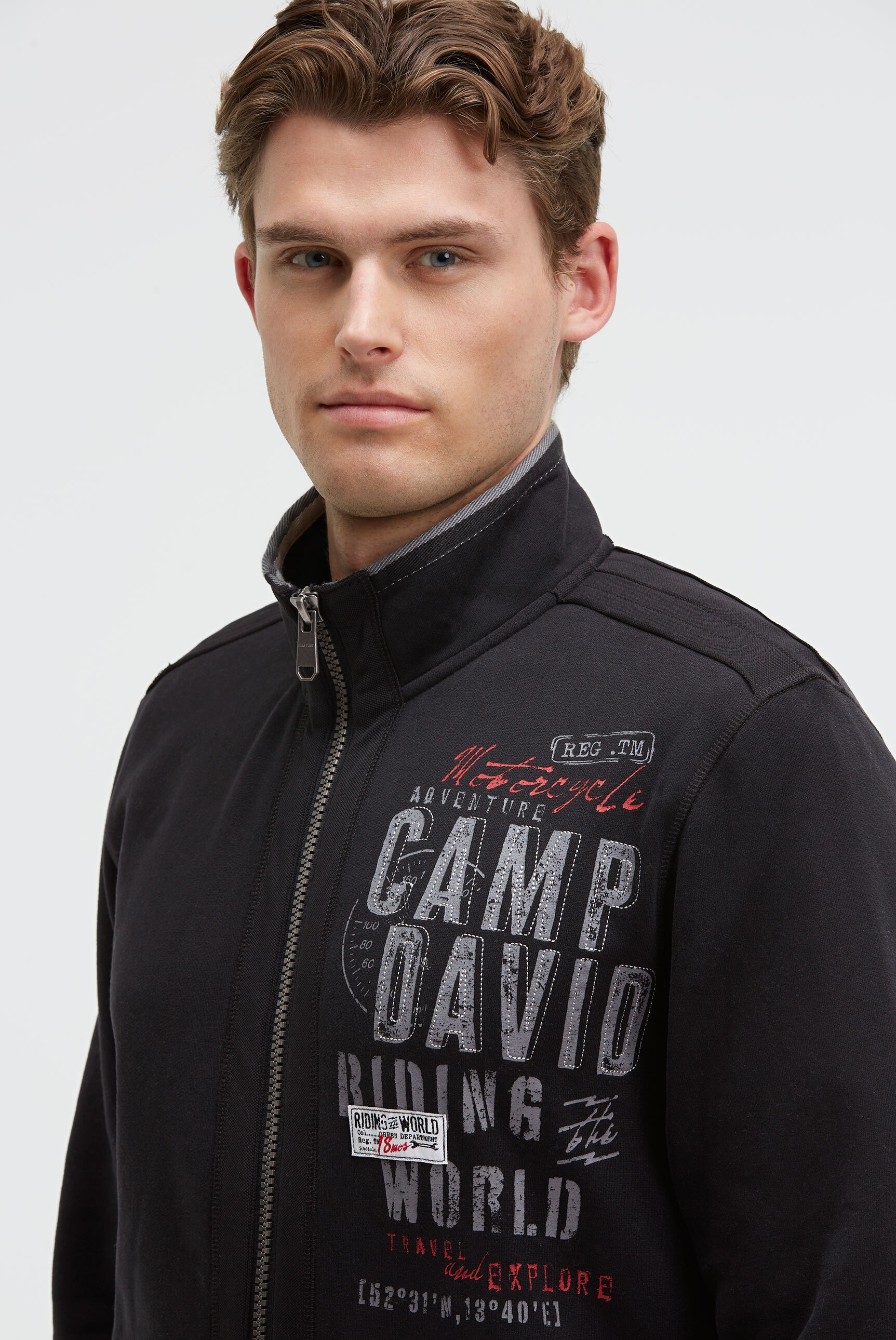 CAMP DAVID Sweatjacke mit Stehkragen