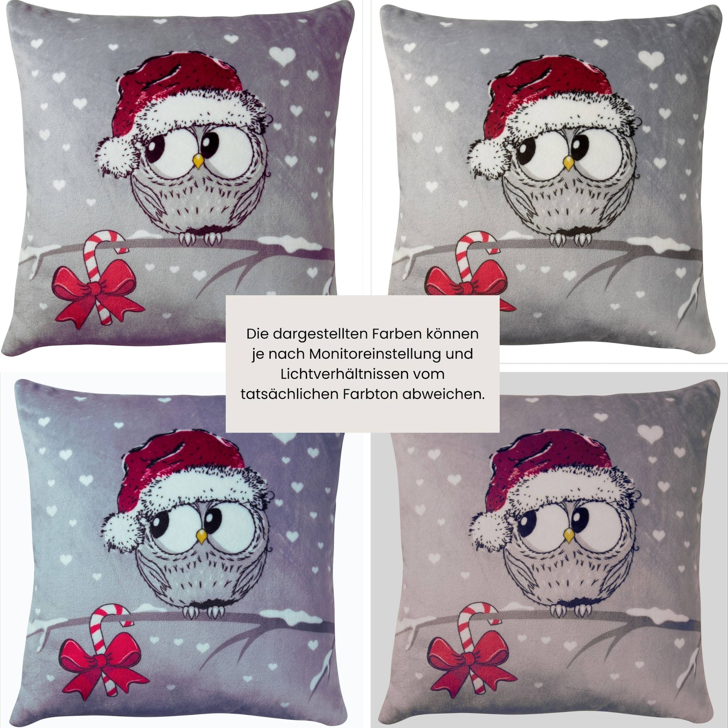 Schiesser Dekokissen »Dekokissen Thea, weiches Zierkissen mit weihnachtlichem Eulenmotiv« OEKO-TEX STANDARD 100