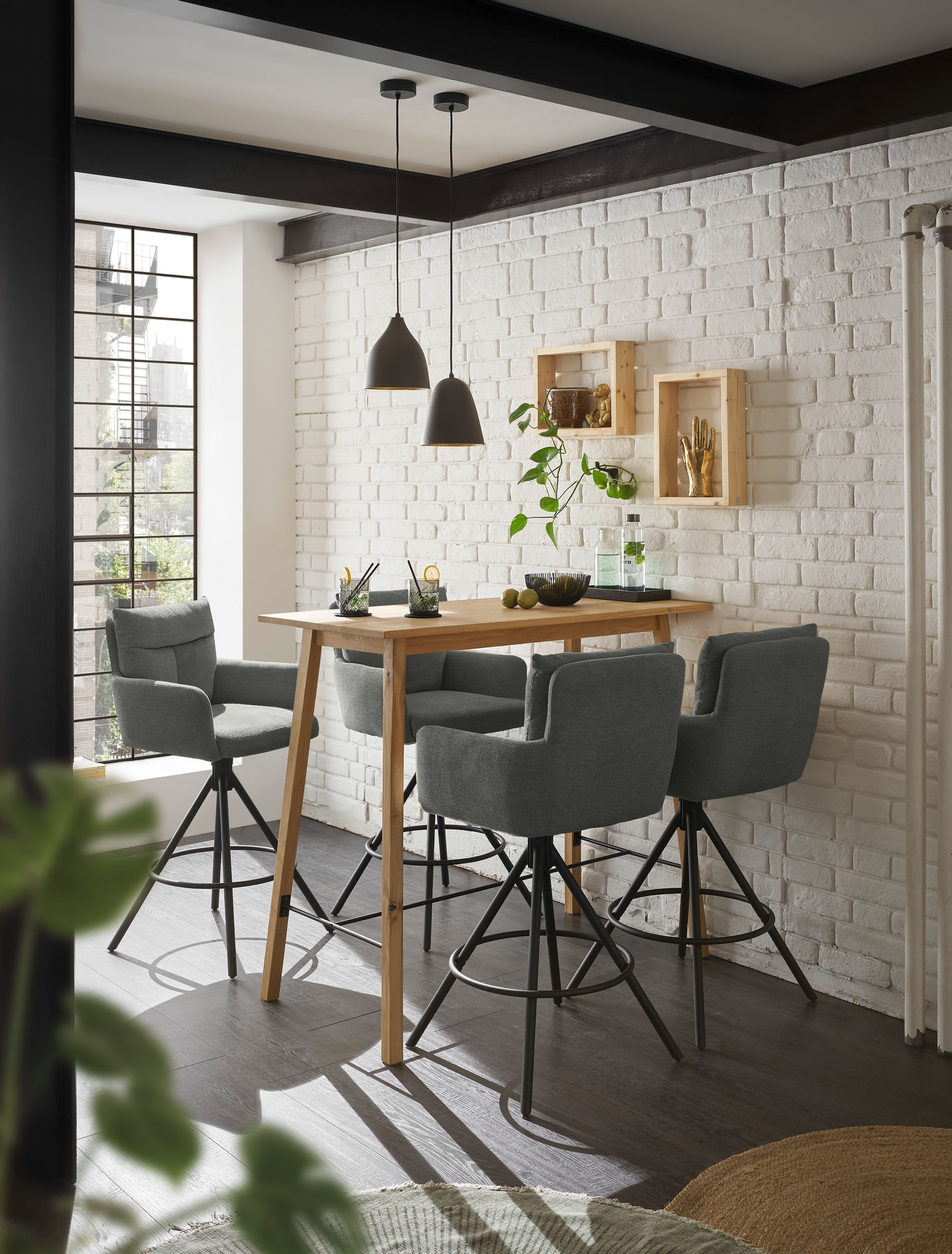 Stolkom Bartisch »Jules Eiche Massivholz geölt, Hochtisch BxHxT 120x104x60 cm«, Skandi Look Eiche Massivholz geölt durchgehende Lamelle