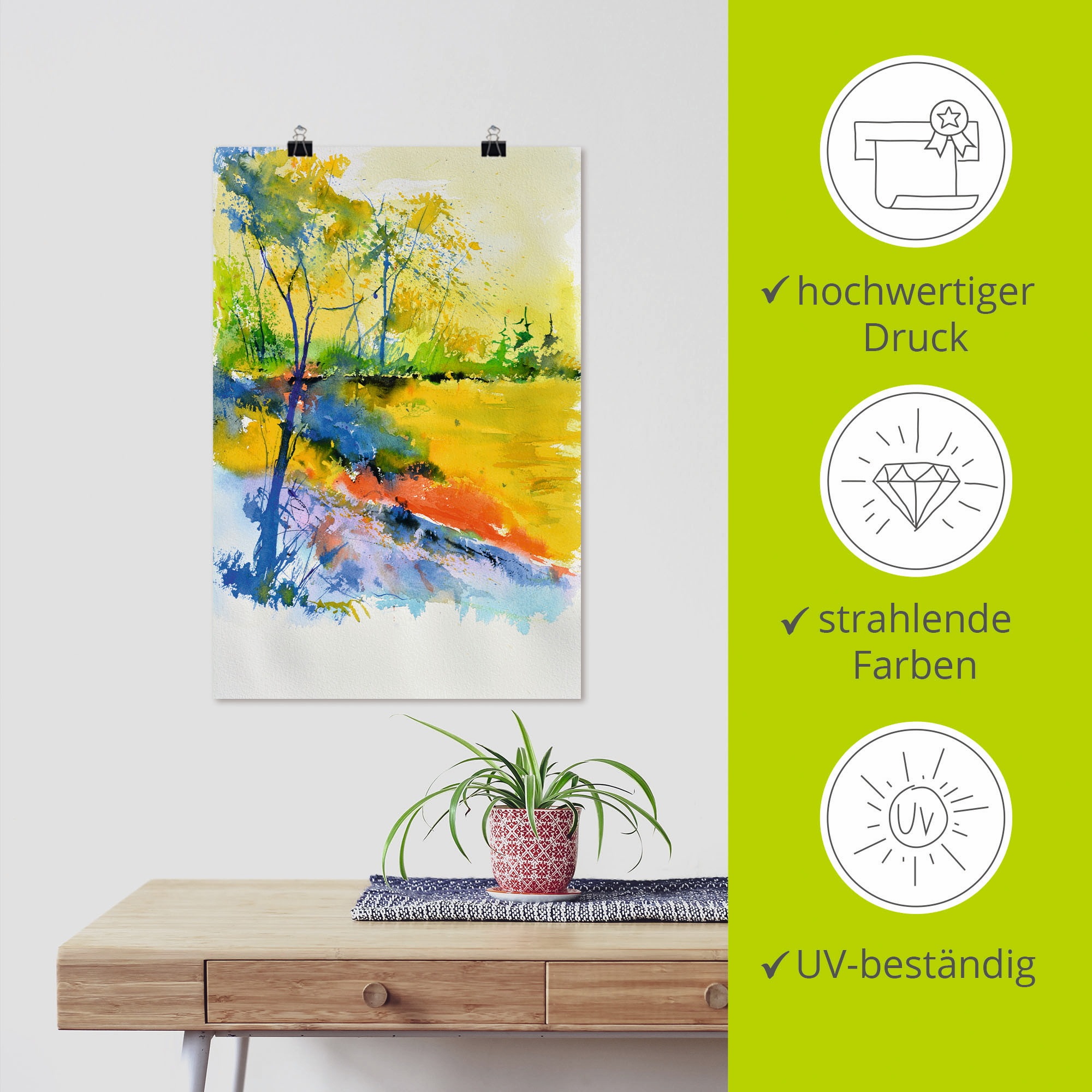 Artland Wandbild »Landschaft im Sonnenlicht«, Wald, (1 St.), als Alubild, Outdoorbild, Leinwandbild, Poster, Wandaufkleber