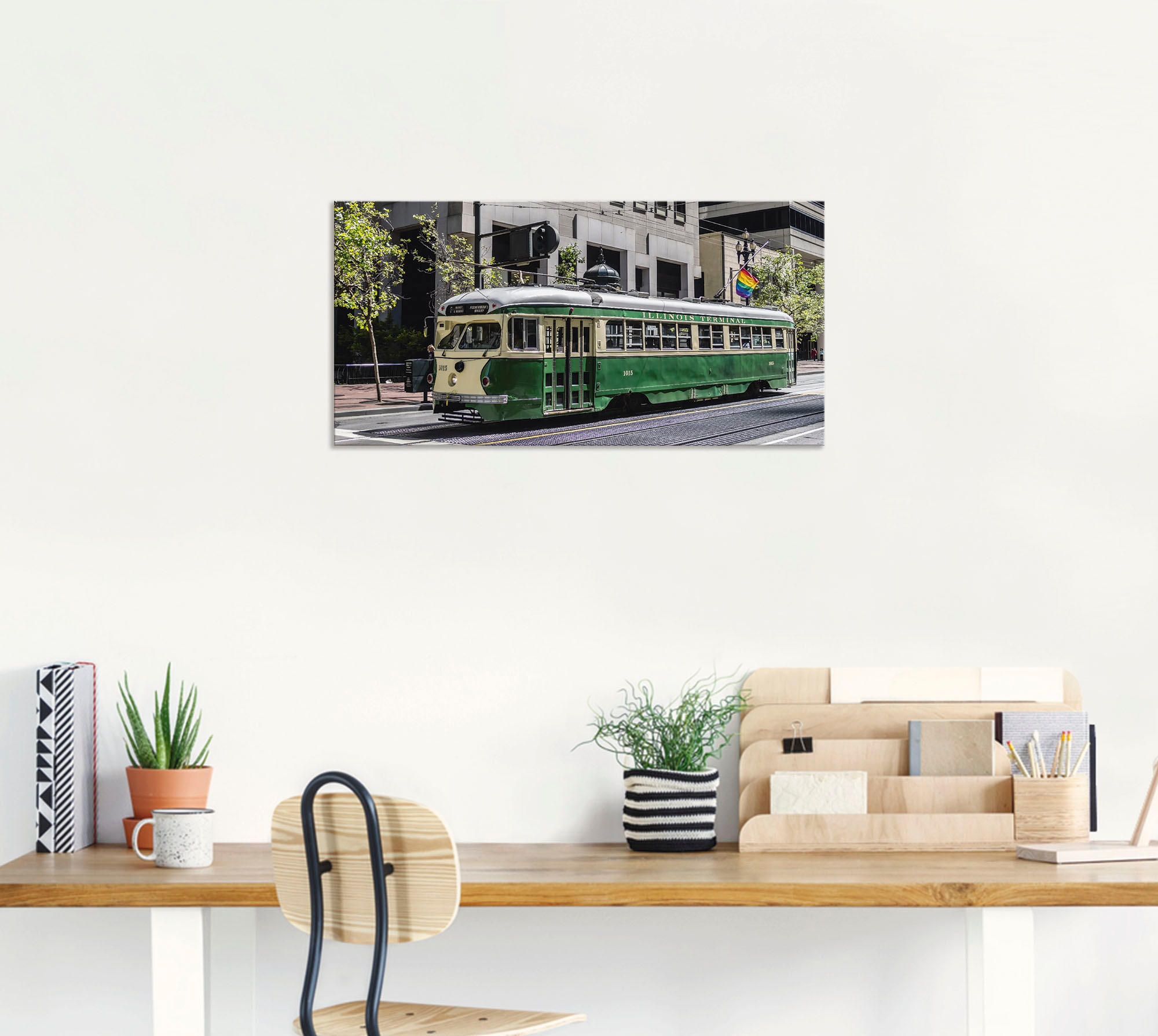 Artland Wandbild »Historische Straßenbahn in San Francisco«, Züge, (1 St.), als Alubild, Leinwandbild, Wandaufkleber oder Poster in versch. Größen