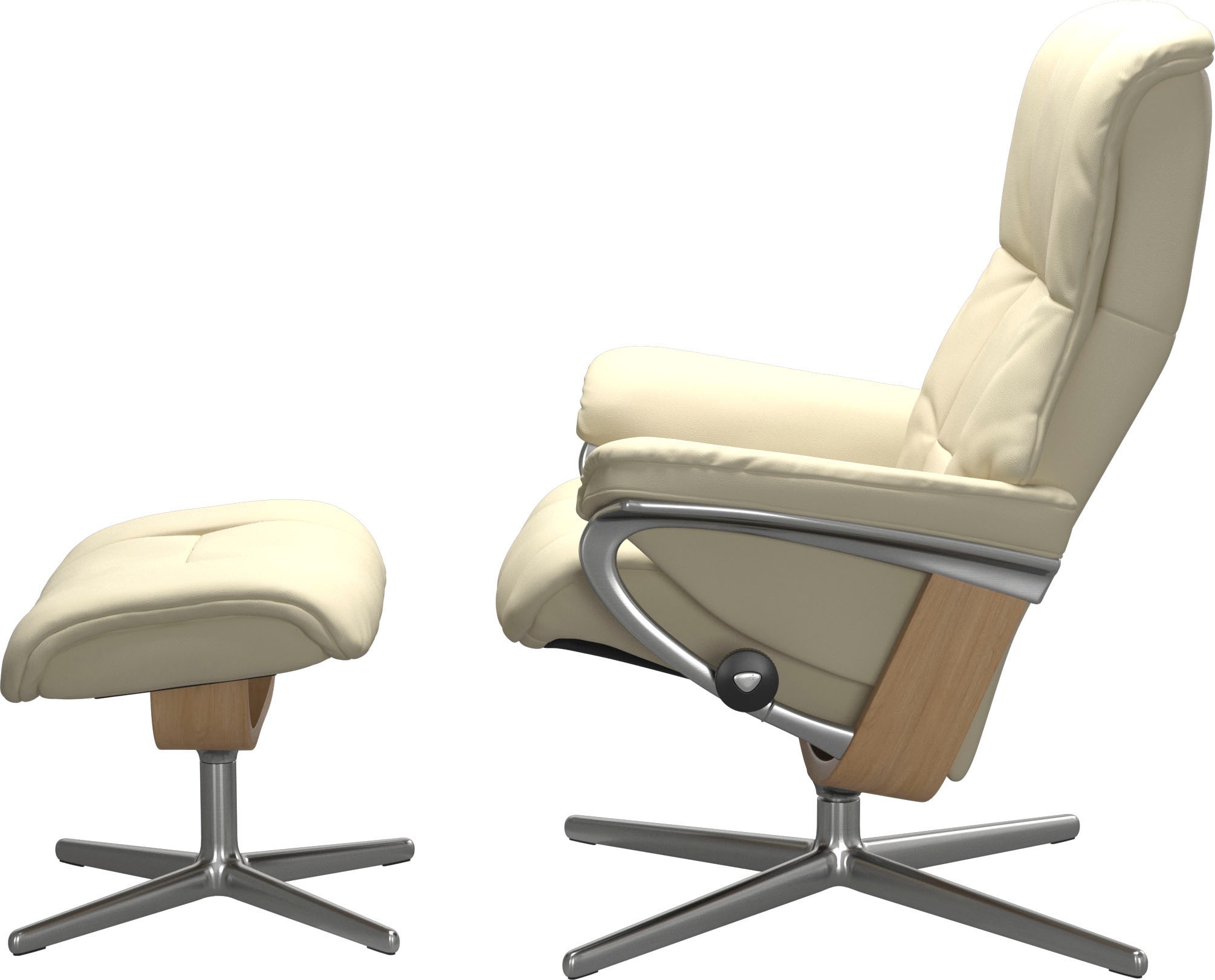 Stressless Mayfair Recliner with Ottoman Cross Base vanilla Paloma Leather 3