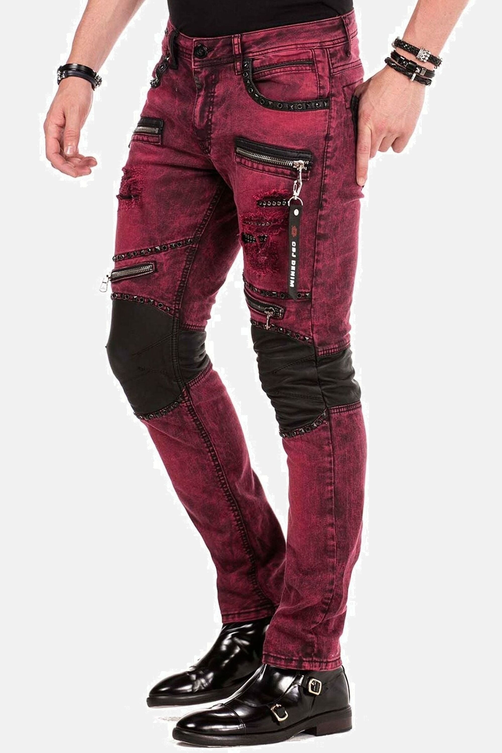 Cipo & Baxx Slim-fit-Jeans »Jeans«, mit Nieten und dekorative Reißverschlüssen, CD-481