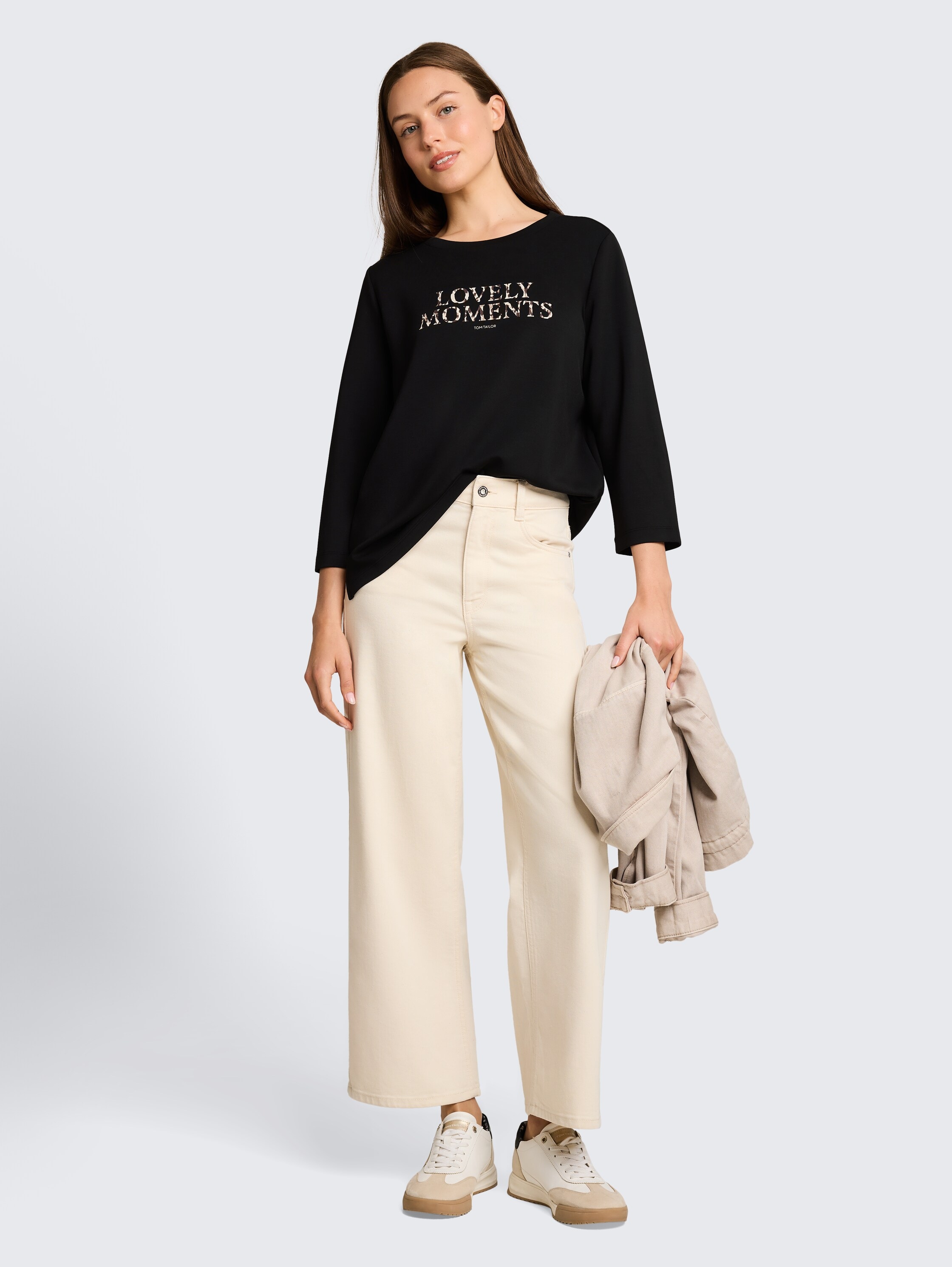 TOM TAILOR 3/4-Arm-Shirt »Loose« Somemrshirt mit Letter-Print