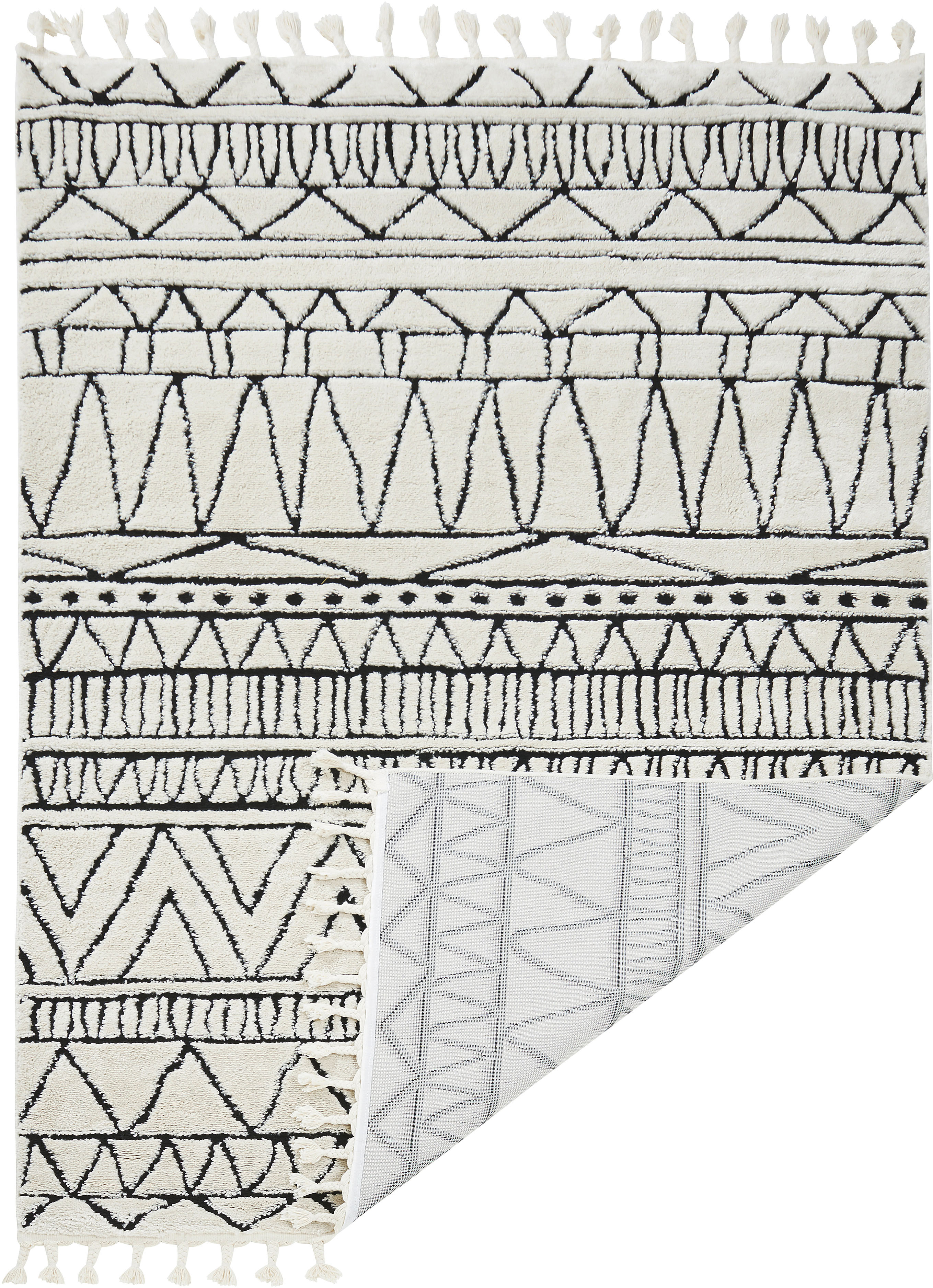 Thumbnail - done. Teppich "OCEAN" rechteckig 10 mm Höhe modernes Scandi Design, Hoch-Tief Effekt, mit Fransen