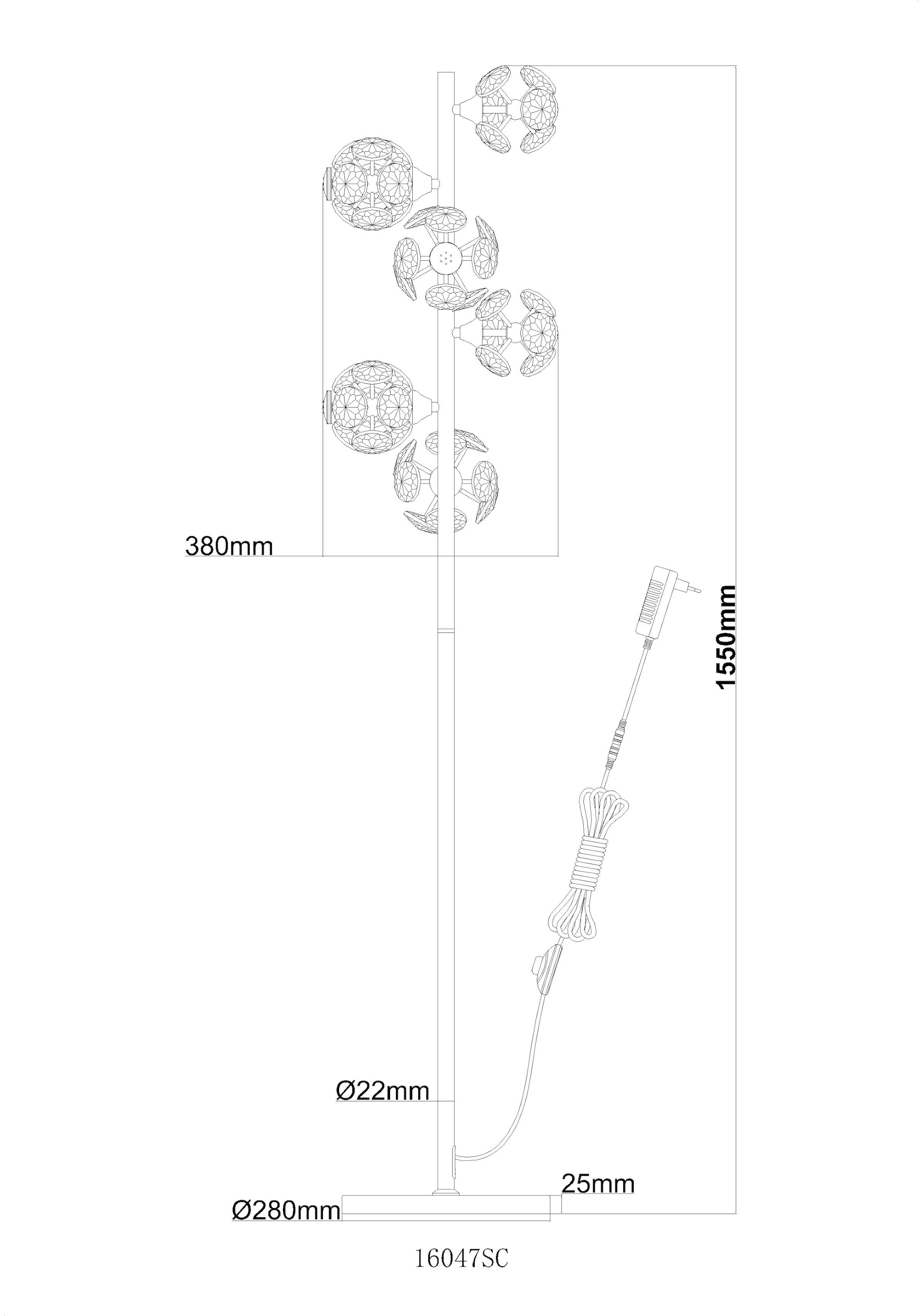 GLOBO LIGHTING LED Stehlampe »VIRINA«, Leuchtmittel LED-Modul | LED fest integriert, Stehlampe/Kristalle/3000K/Wohnzimmer/Schlafzimmer/Flur