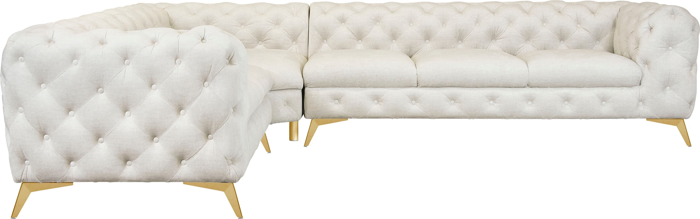 Leonique Chesterfield-Sofa "Ecksofa GLYNIS L-Form mit Wellenunterfederung, günstig online kaufen