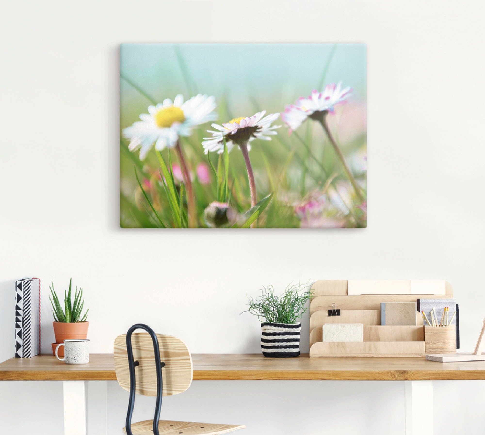 Artland Leinwandbild »Gänseblümchen Romantik«, Blumen, (1 St.), auf Keilrahmen gespannt