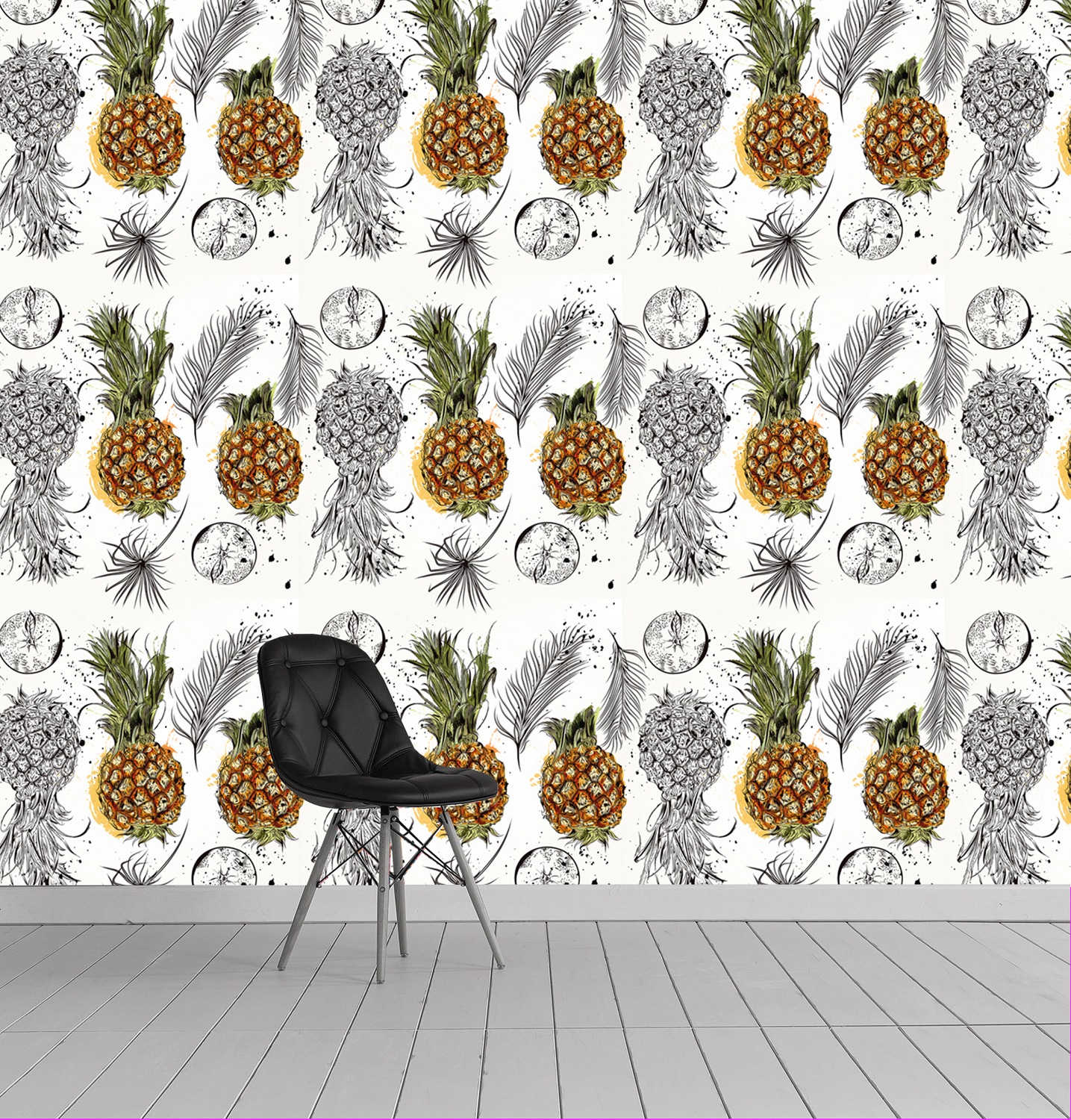 queence Vinyltapete »Caitlyn«, bedruckt-Motiv-botanisch-floral-gemustert-natürlich, 90x250cm, selbstklebend, kinderleichte Anbringung, Sticker